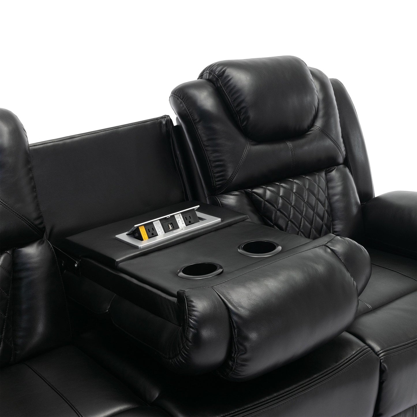 Fauteuil inclinable à bascule manuel Roomfitters avec console centrale, idéal pour le cinéma maison dans le salon