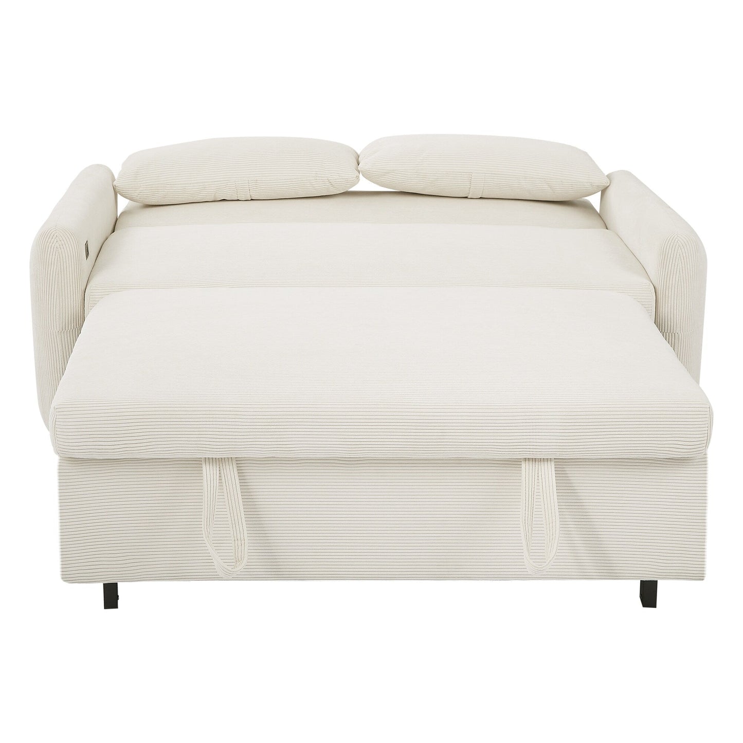 Canapé-lit convertible 2 places Roomfitters avec coussins et ports USB, canapé-lit moderne, beige