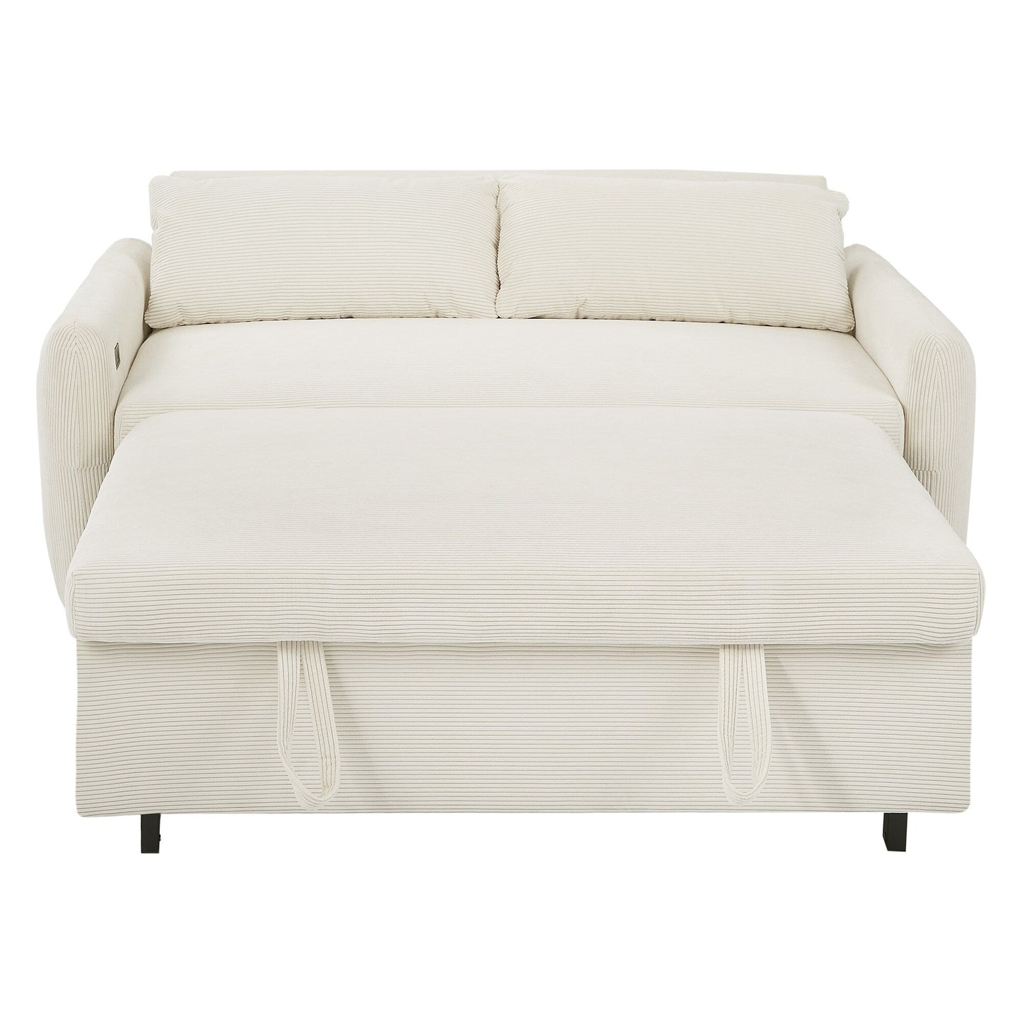Canapé-lit convertible 2 places Roomfitters avec coussins et ports USB, canapé-lit moderne, beige
