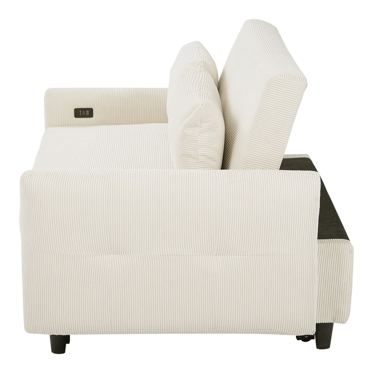 Canapé-lit convertible 2 places Roomfitters avec coussins et ports USB, canapé-lit moderne, beige