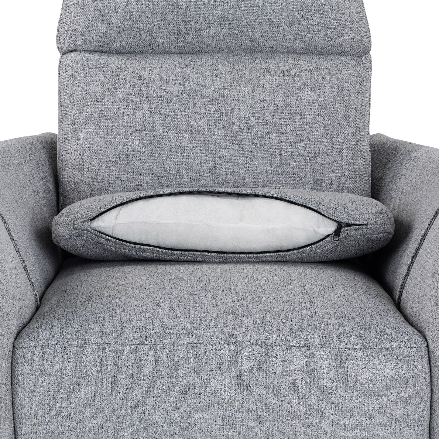 Fauteuil inclinable pivotant rembourré Roomfitters, fauteuil inclinable à bascule manuel avec deux coussins amovibles, pour salon