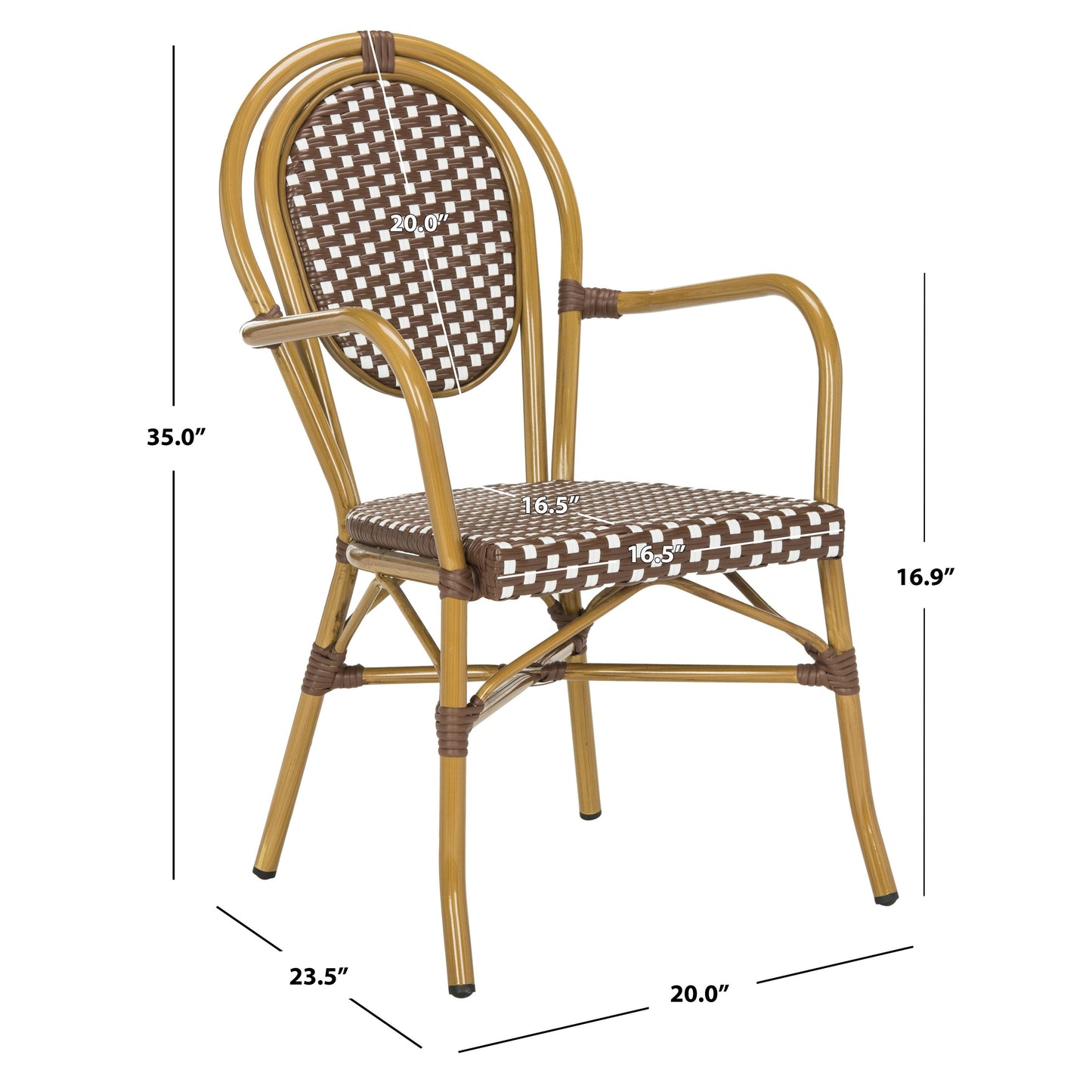 Chaises empilables Felicity French Bistro de SAFAVIEH (lot de 2) - 20 L x 35 P x 24 H