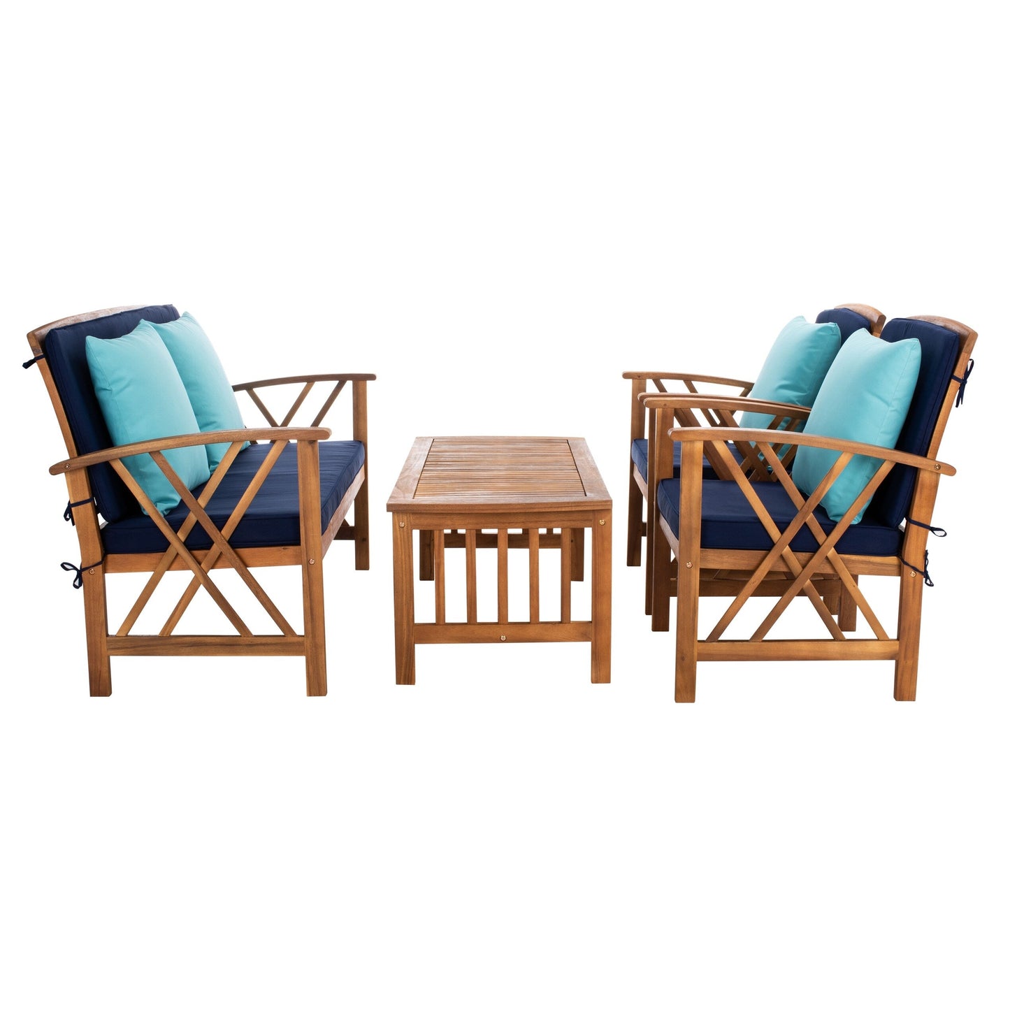 Ensemble de jardin 4 pièces en bois d'acacia massif SAFAVIEH Fontana - 47 L x 26 P x 33 H