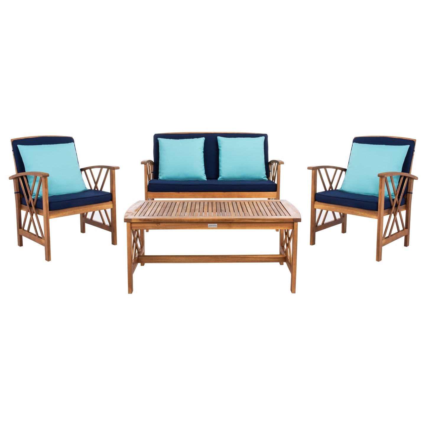 Ensemble de jardin 4 pièces en bois d'acacia massif SAFAVIEH Fontana - 47 L x 26 P x 33 H