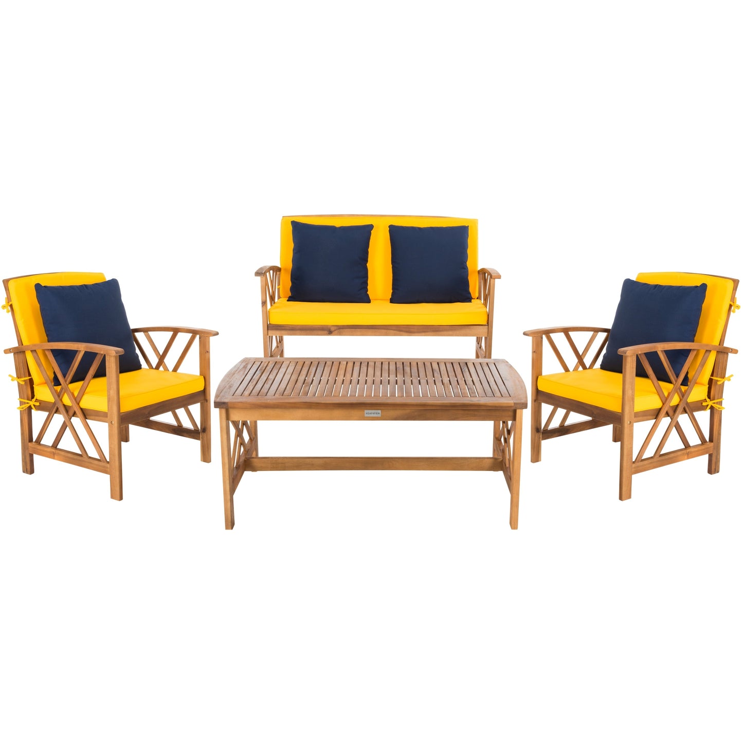 Ensemble de jardin 4 pièces en bois d'acacia massif SAFAVIEH Fontana - 47 L x 26 P x 33 H