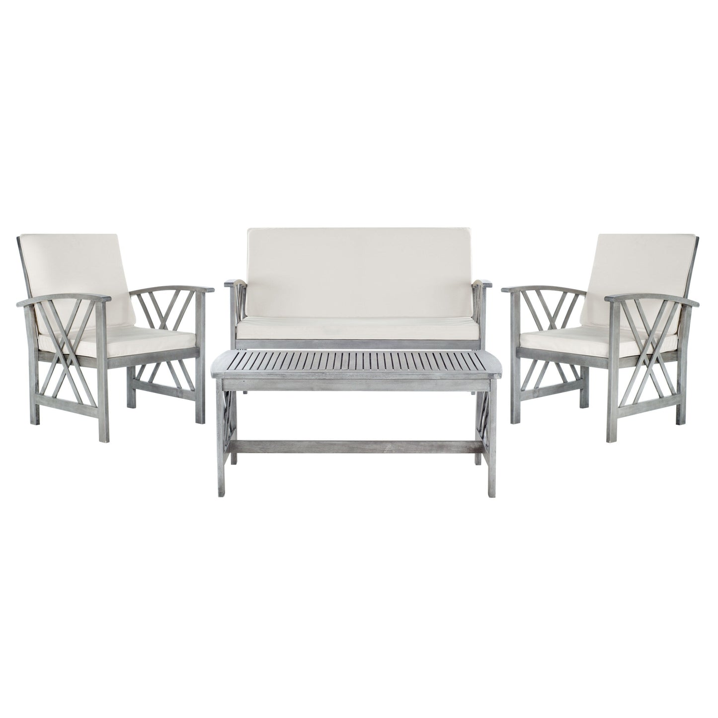 Ensemble de jardin 4 pièces en bois d'acacia massif SAFAVIEH Fontana - 47 L x 26 P x 33 H