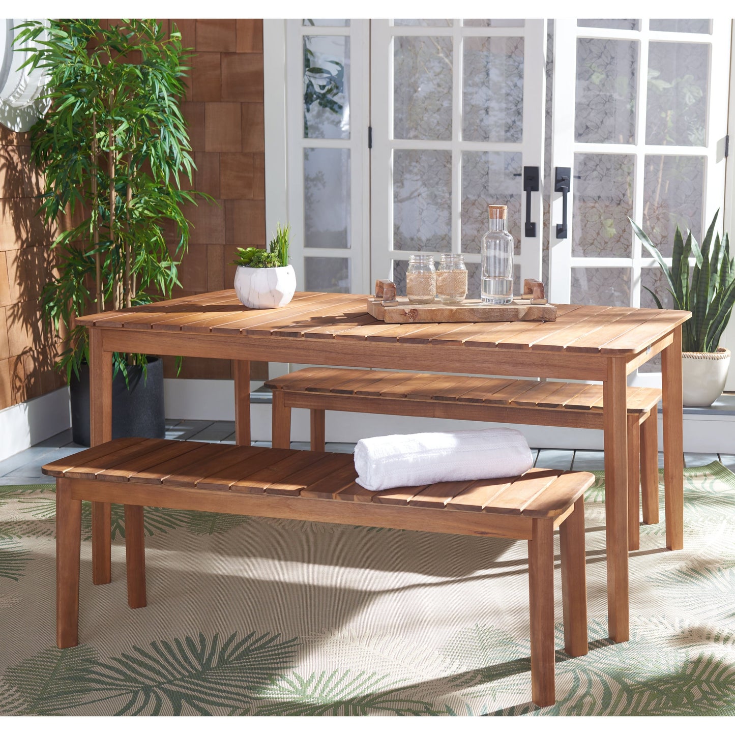 Ensemble table et 2 bancs SAFAVIEH Hedi - 35 L x 60 P x 29 H