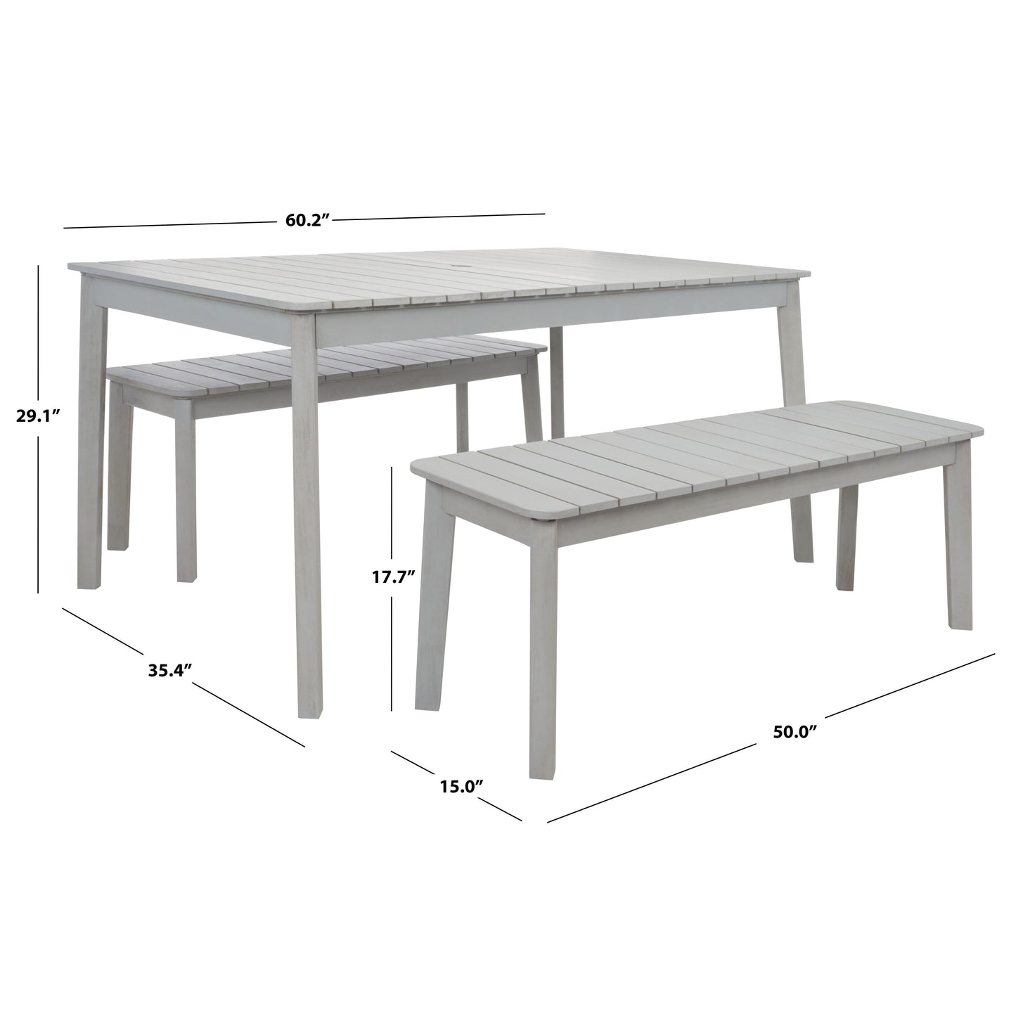 Ensemble table et 2 bancs SAFAVIEH Hedi - 35 L x 60 P x 29 H