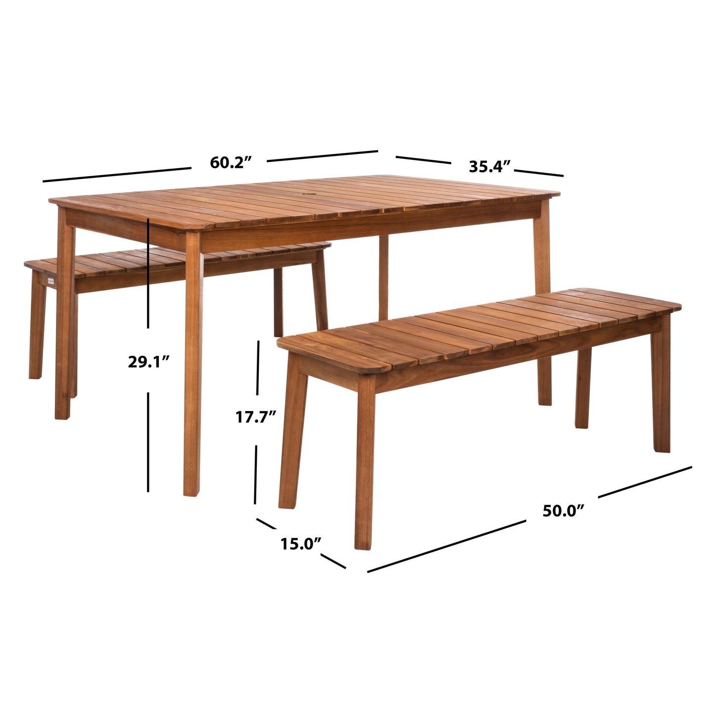 Ensemble table et 2 bancs SAFAVIEH Hedi - 35 L x 60 P x 29 H