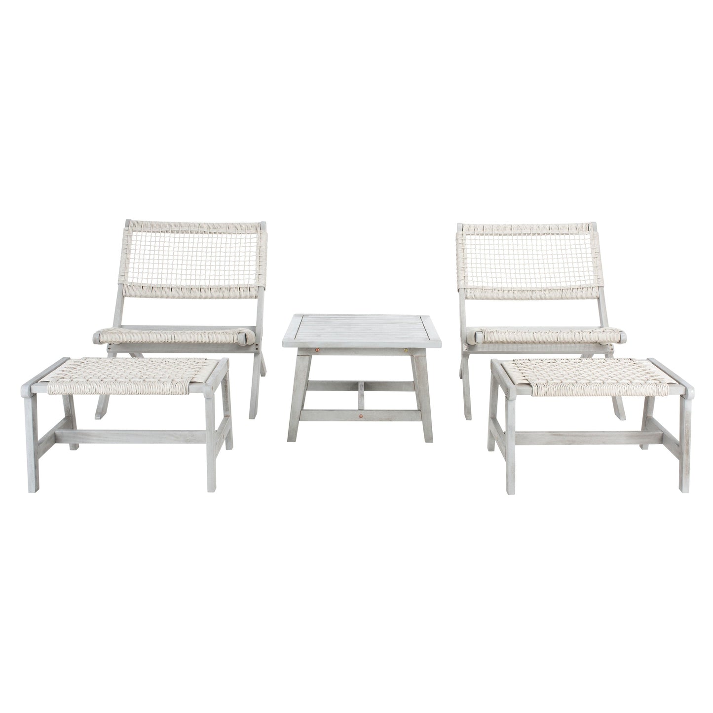 Ensemble de chaises et table d'extérieur SAFAVIEH Lissy en acacia et corde - 24 l x 28 p x 31 h
