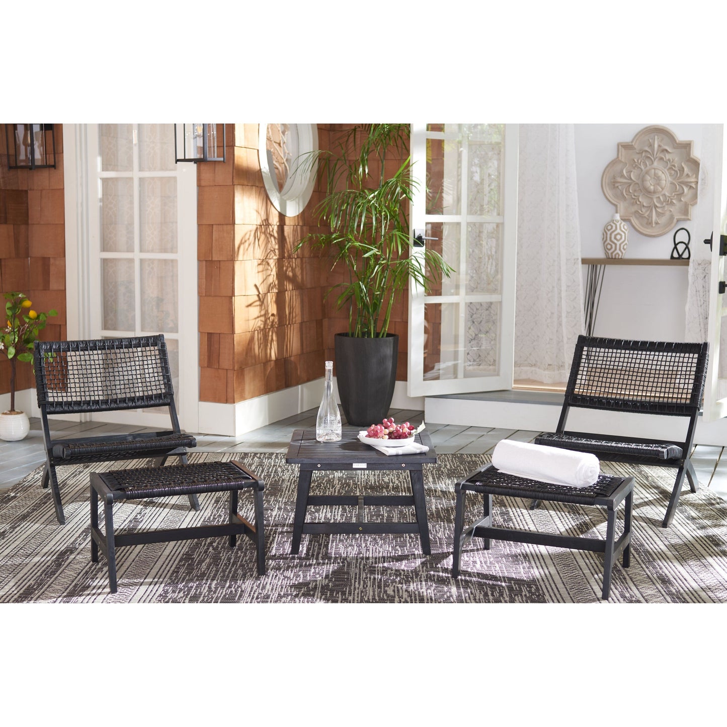 Ensemble de chaises et table d'extérieur SAFAVIEH Lissy en acacia et corde - 24 l x 28 p x 31 h
