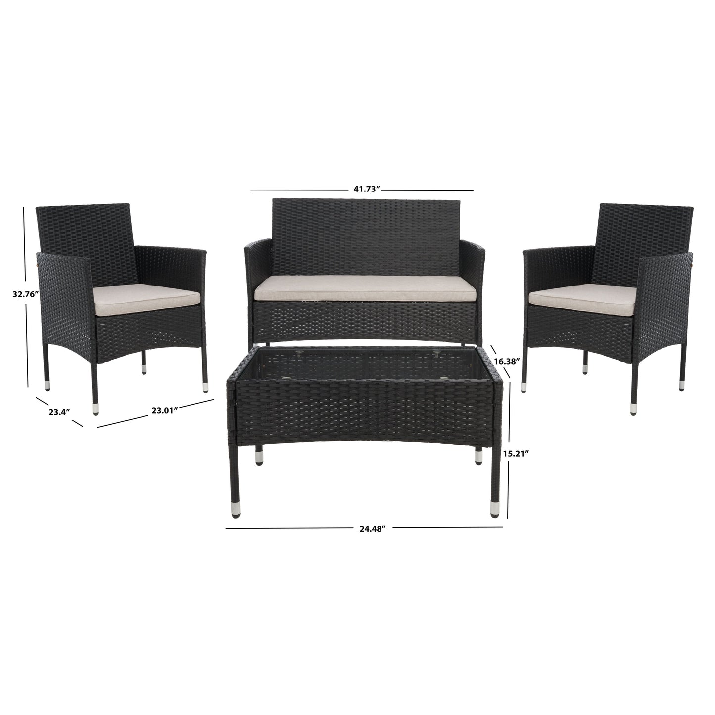 Ensemble de patio 4 pièces Abdul de SAFAVIEH. - 42 L x 23 P x 33 H