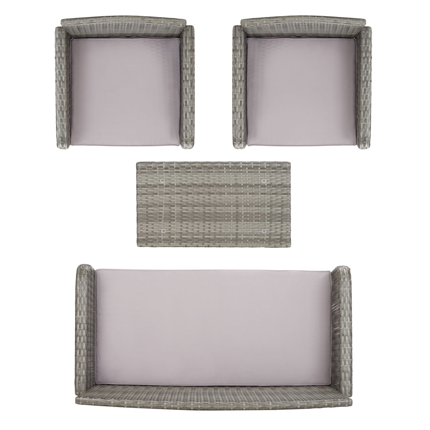 Ensemble de salon de jardin 4 pièces SAFAVIEH Aboka en osier et acier - 42 l x 21 p x 31 h