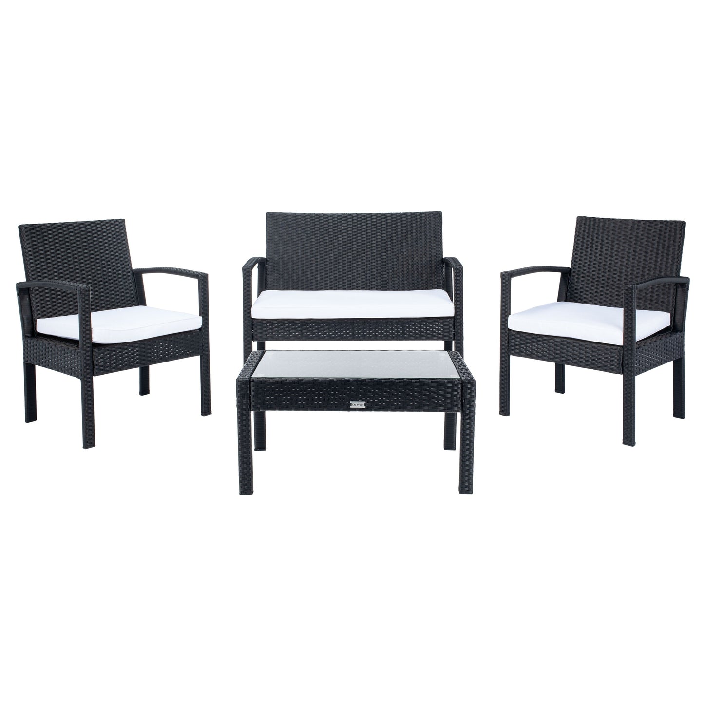 Ensemble de patio d'extérieur Bassey 4 pièces SAFAVIEH - 40 l x 24 p x 32 h