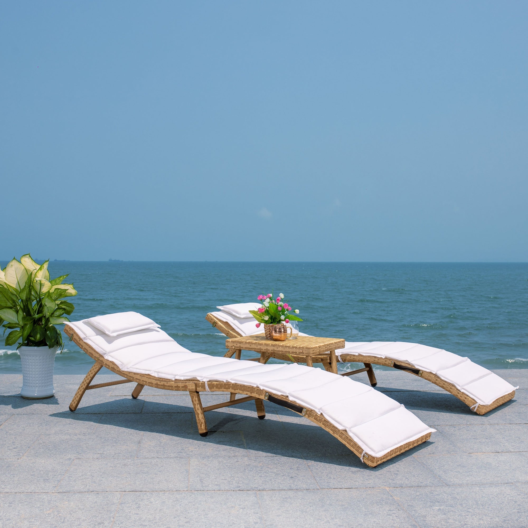 SAFAVIEH Outdoor Blaguna 3-Piece Sun Lounger Set - 83Wx20Dx24H