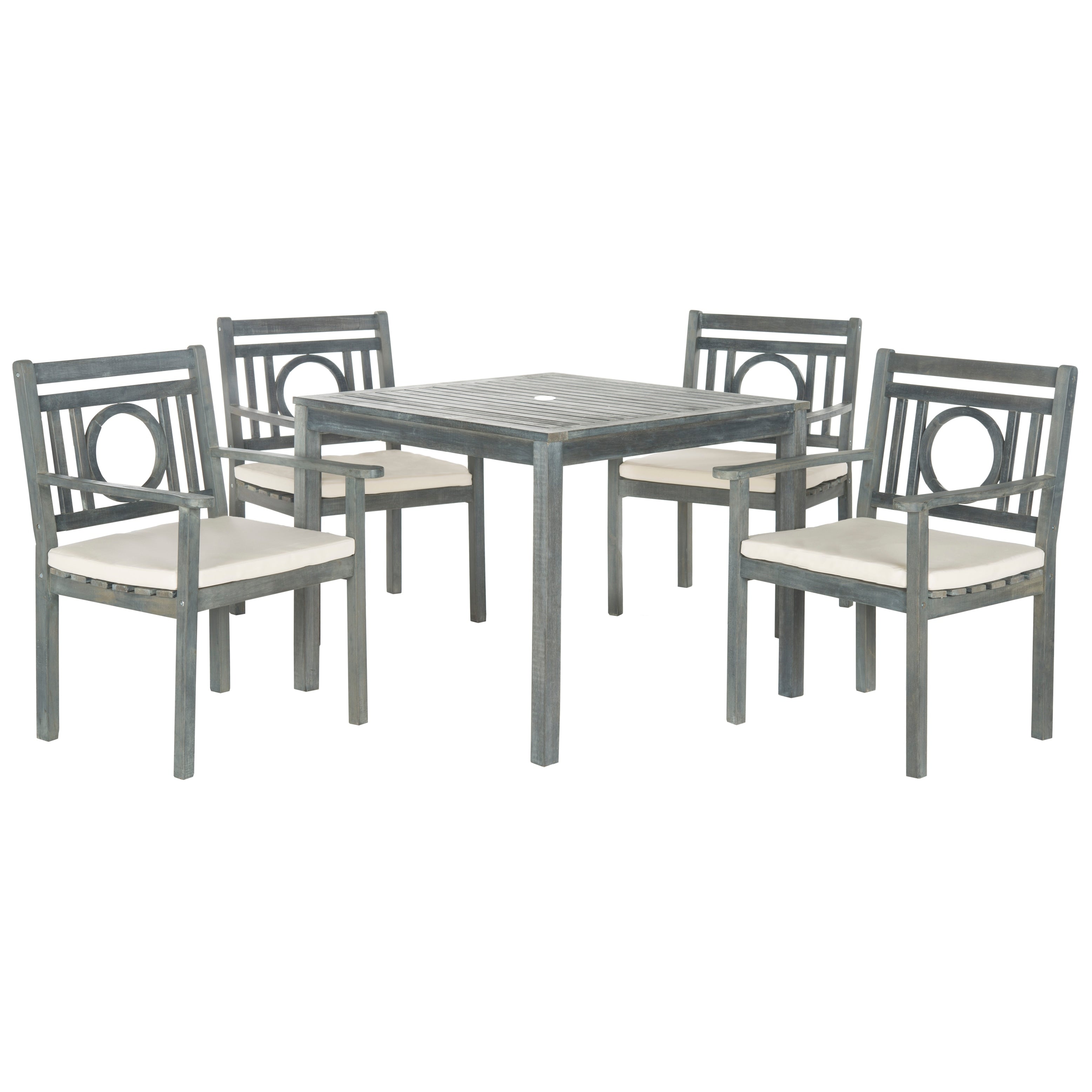 Ensemble de salle à manger d'extérieur 5 pièces en bois d'acacia SAFAVIEH Dorinne - 35 l x 35 p x 30 h