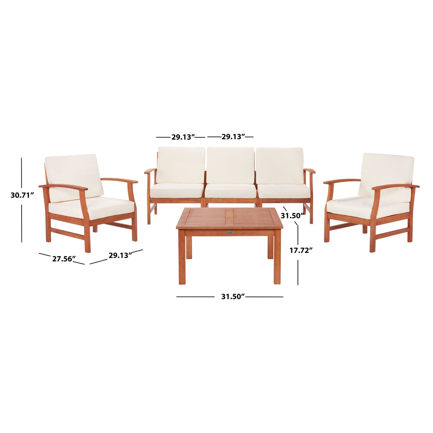 Ensemble de patio 4 pièces SAFAVIEH Outdoor Edit - 32 L x 32 P x 18 H