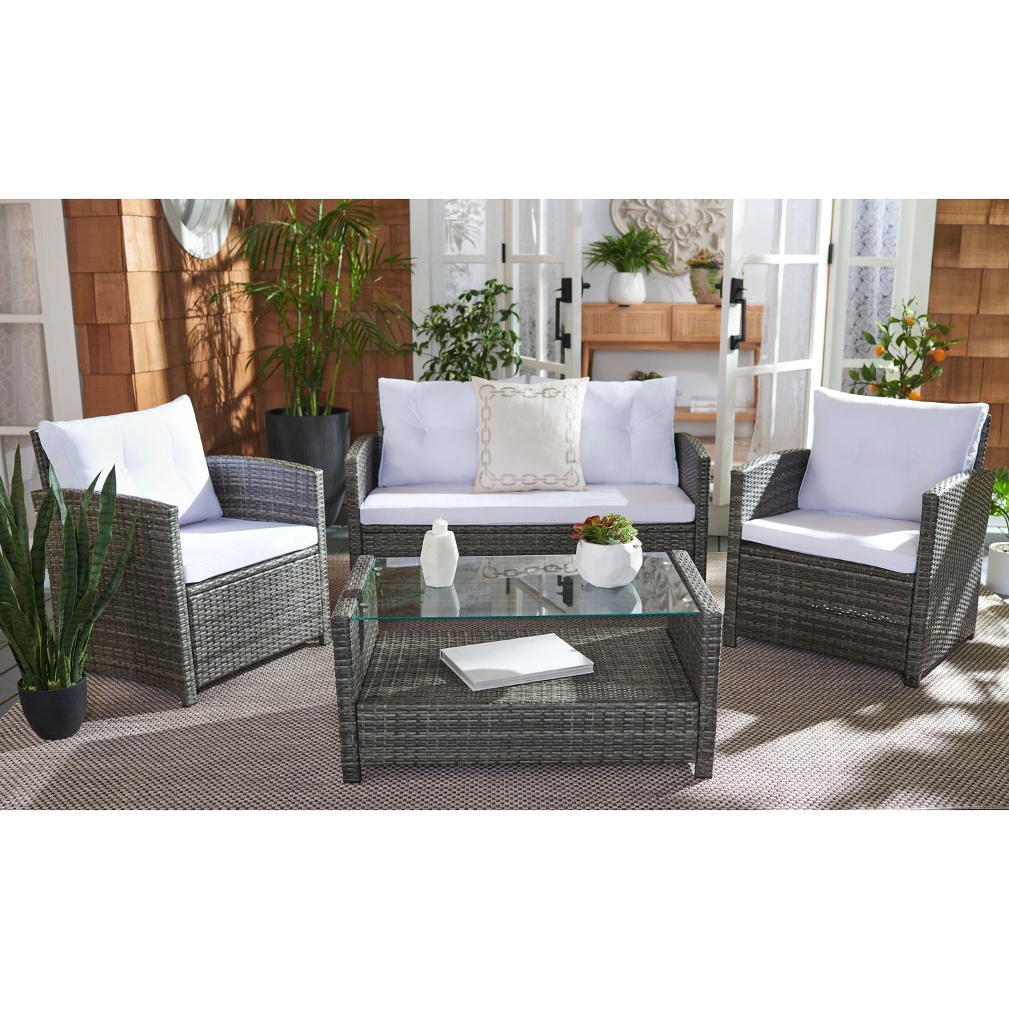 Ensemble de patio SAFAVIEH Outdoor Eranda 4 pièces - 48 L x 30 P x 26 H