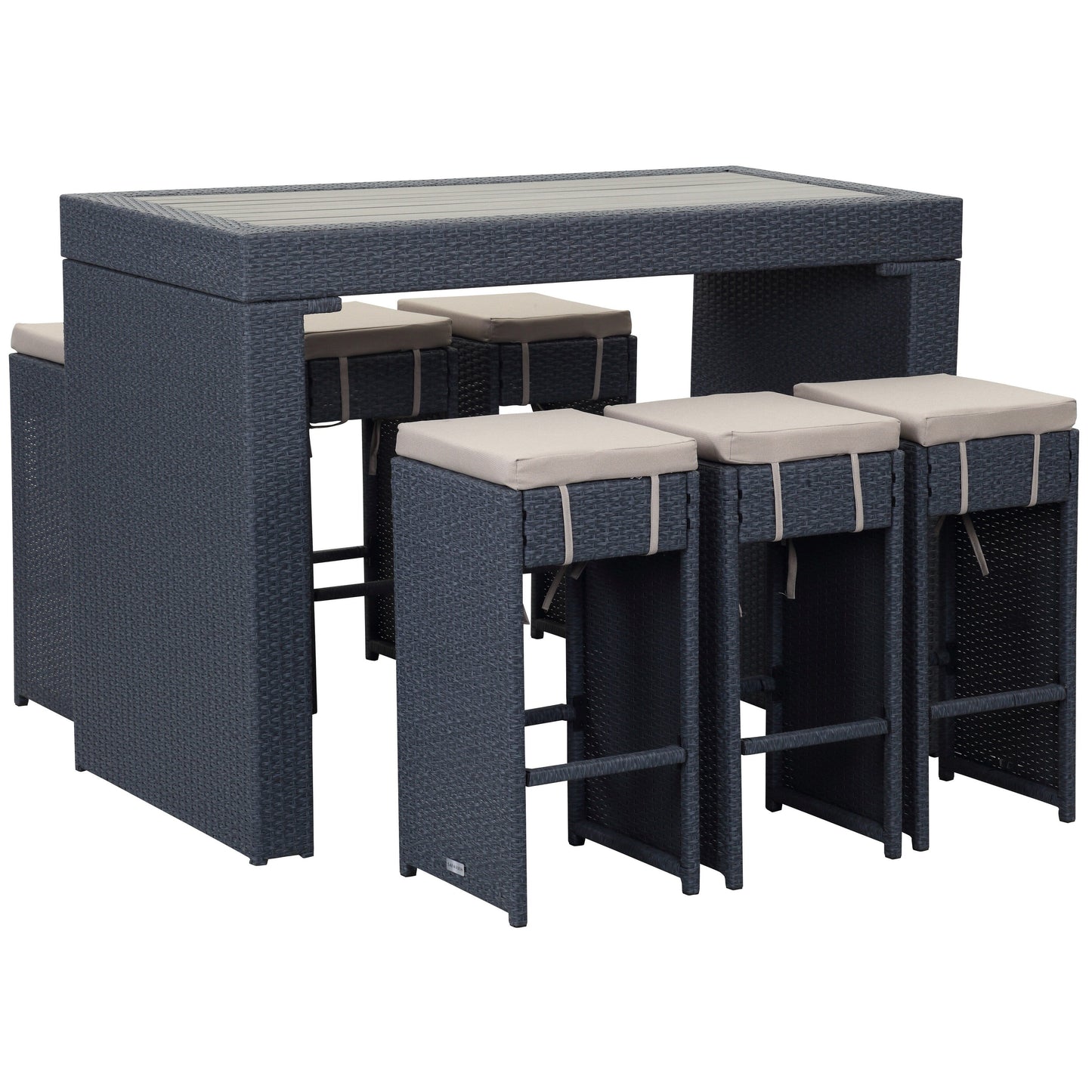 SAFAVIEH Ensemble de bar extérieur Euda (7 pièces) - 29Lx59Px42H