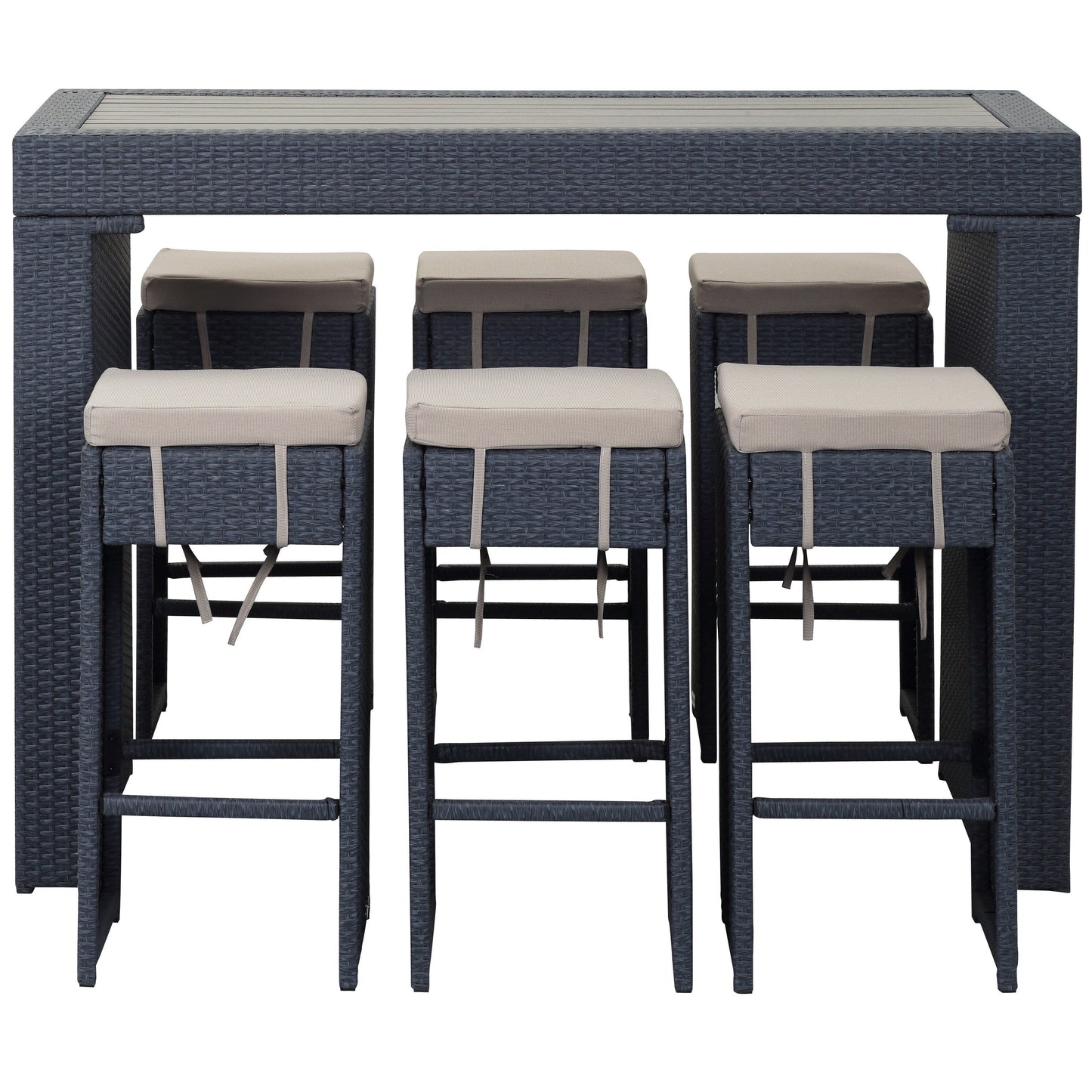 SAFAVIEH Ensemble de bar extérieur Euda (7 pièces) - 29Lx59Px42H