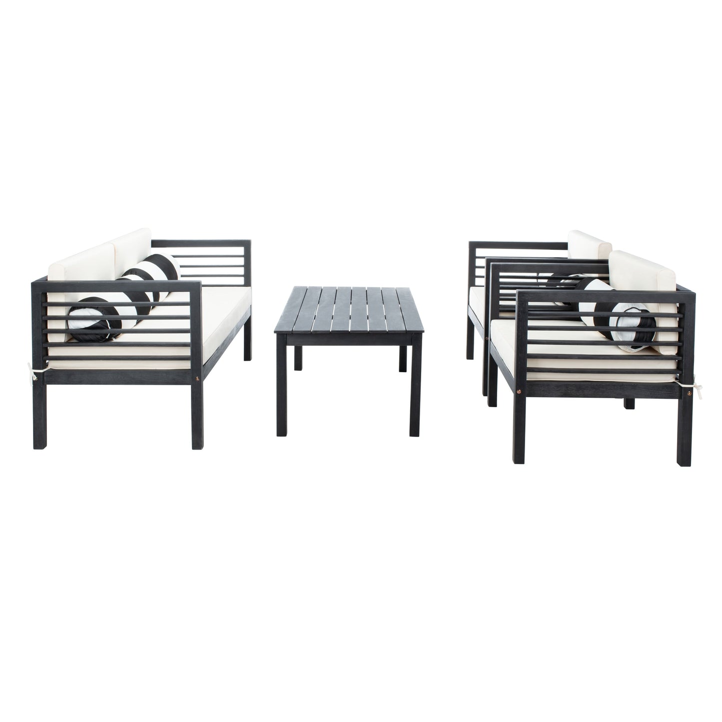 Ensemble de salon de jardin Alda 4 pièces SAFAVIEH avec coussins décoratifs – 51 L x 26 P x 26 H