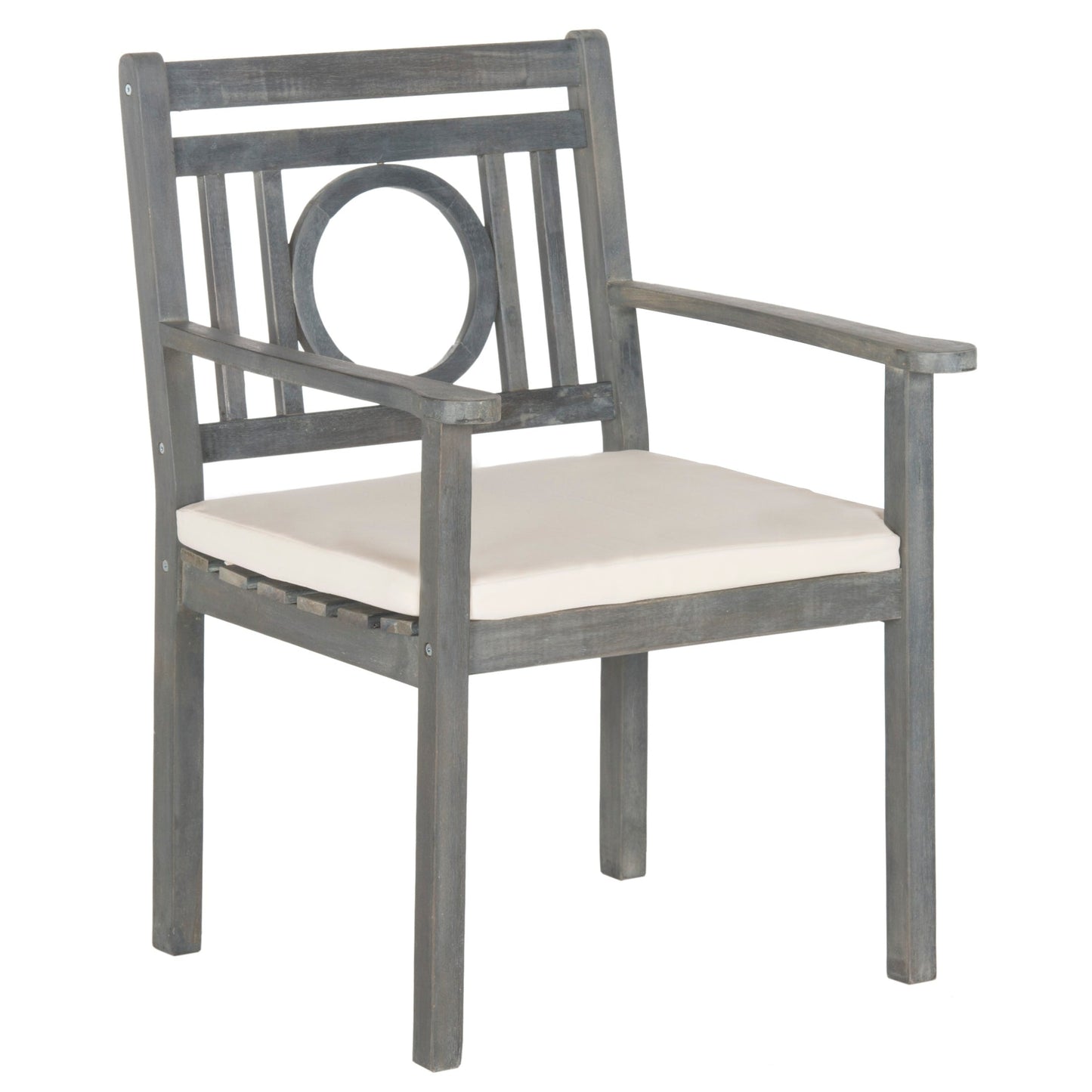 Ensemble de salle à manger 5 pièces en bois d'acacia gris cendré Montclair de SAFAVIEH Outdoor Living avec coussins beiges - 35 l x 35 P x 30 H