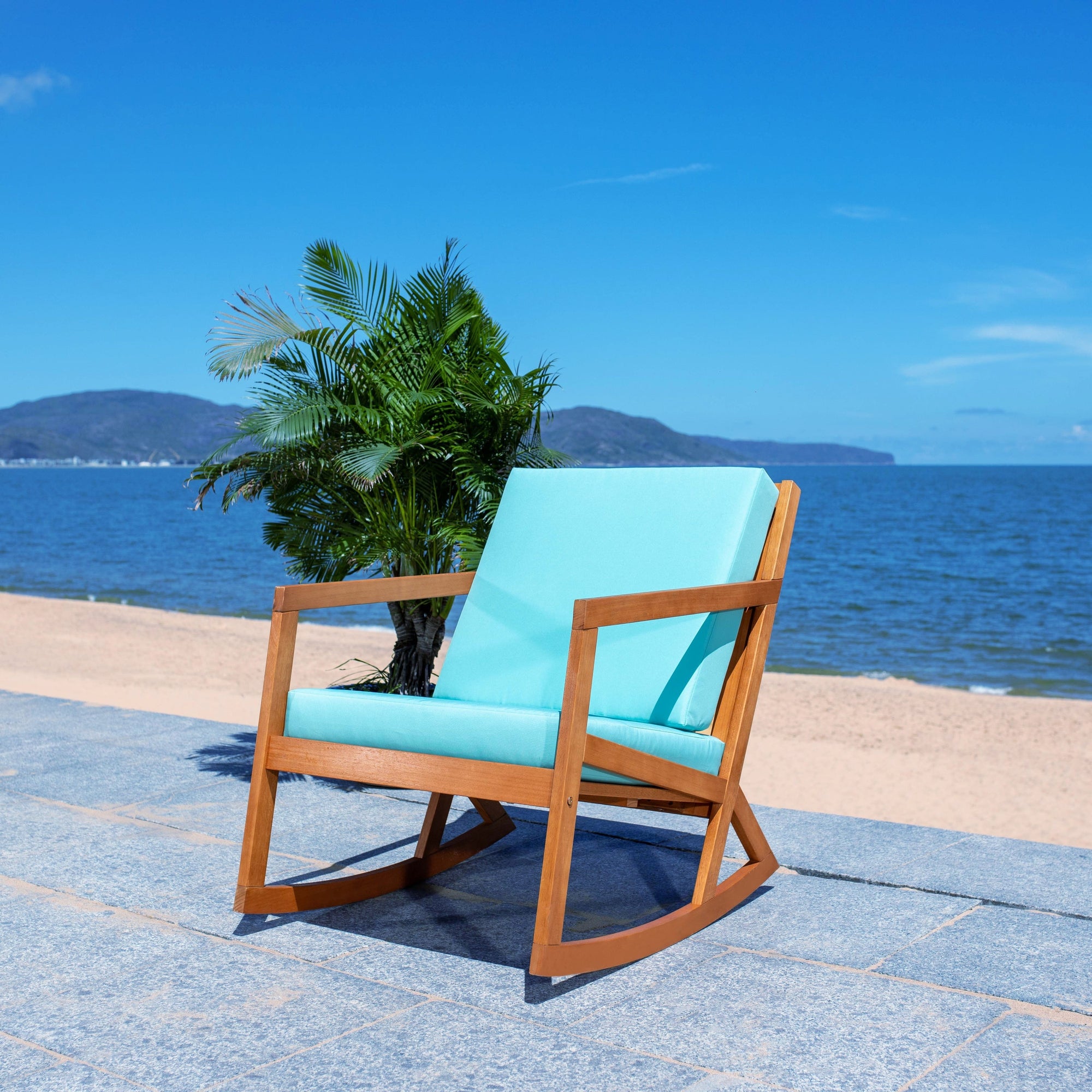 SAFAVIEH Outdoor Makaila Rocking Chair with Cushion - 26W x 31D x 38H