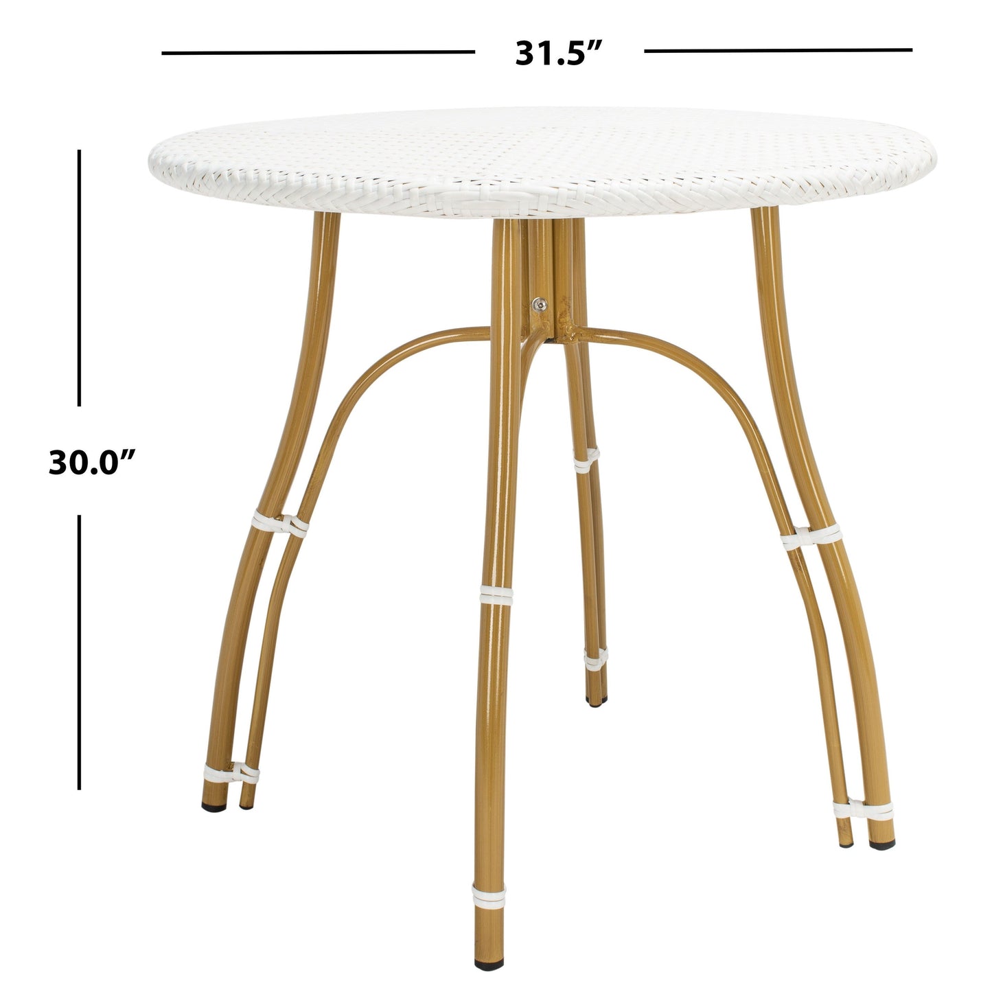 Table de bistrot d'extérieur en rotin Myah SAFAVIEH - 31,5 l x 31,5 l x 30 h - 32 l x 32 p x 30 h