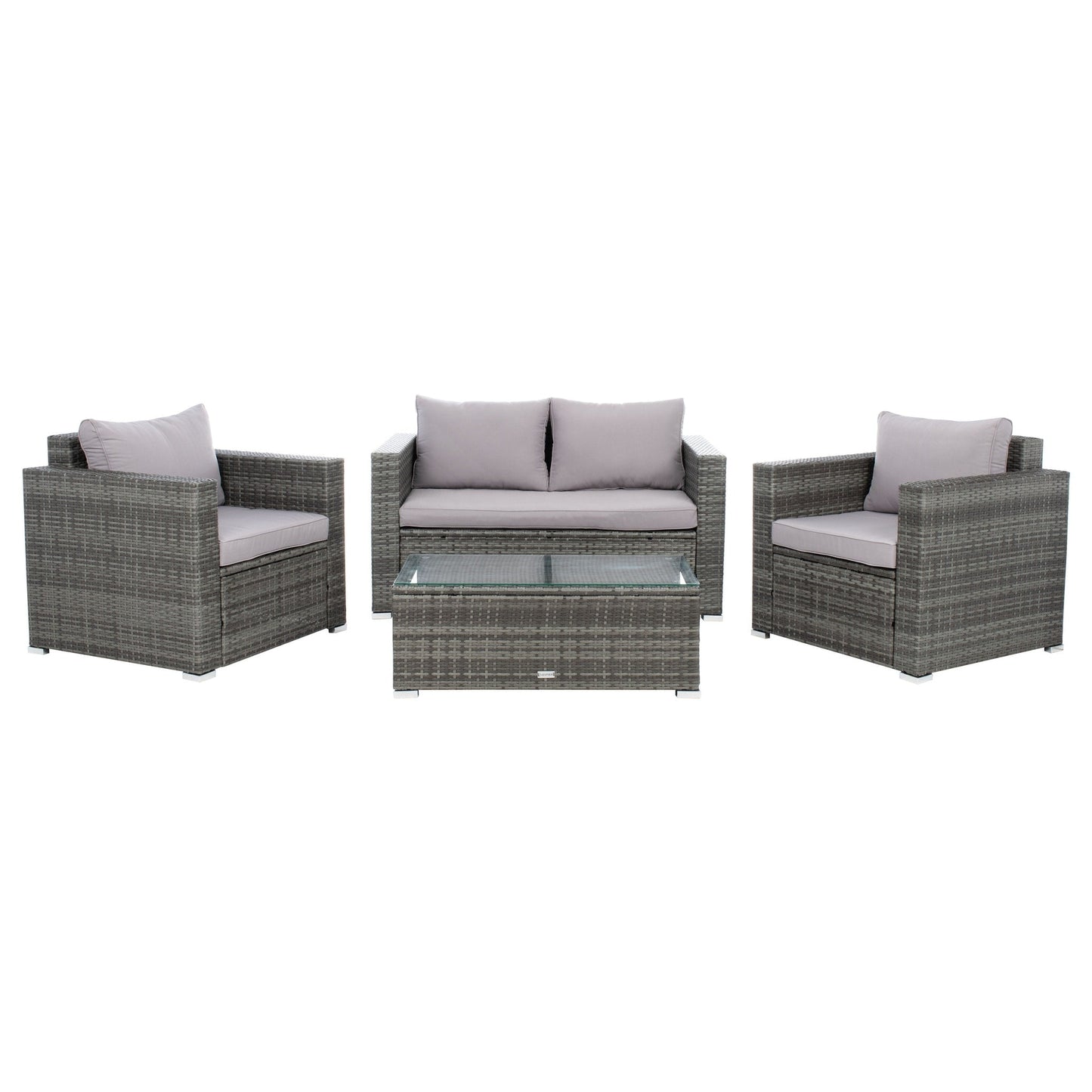 Ensemble de patio d'extérieur en osier Natalee de SAFAVIEH, 4 pièces – 50 l x 27 p x 28 h