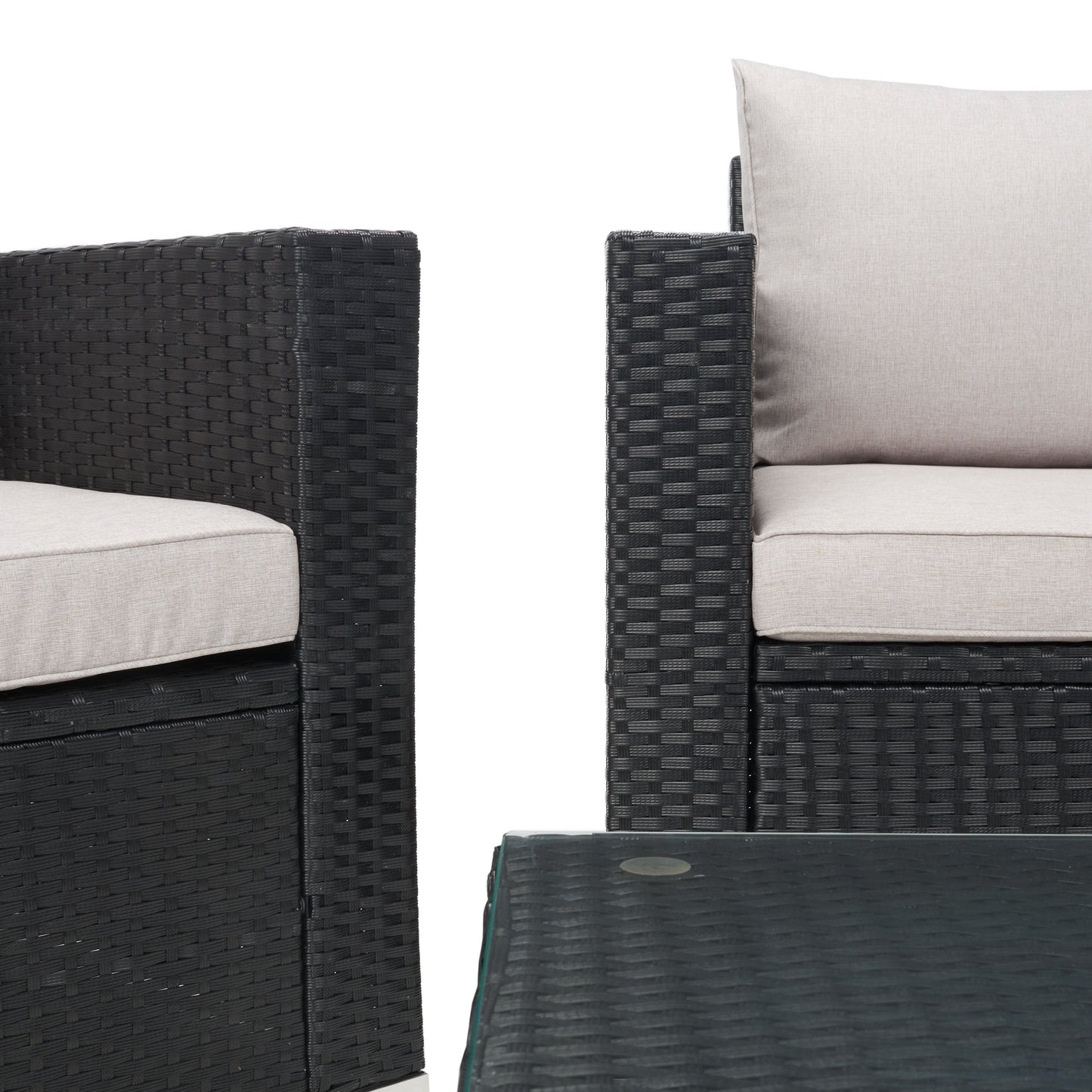 Ensemble de patio d'extérieur en osier Natalee de SAFAVIEH, 4 pièces – 50 l x 27 p x 28 h
