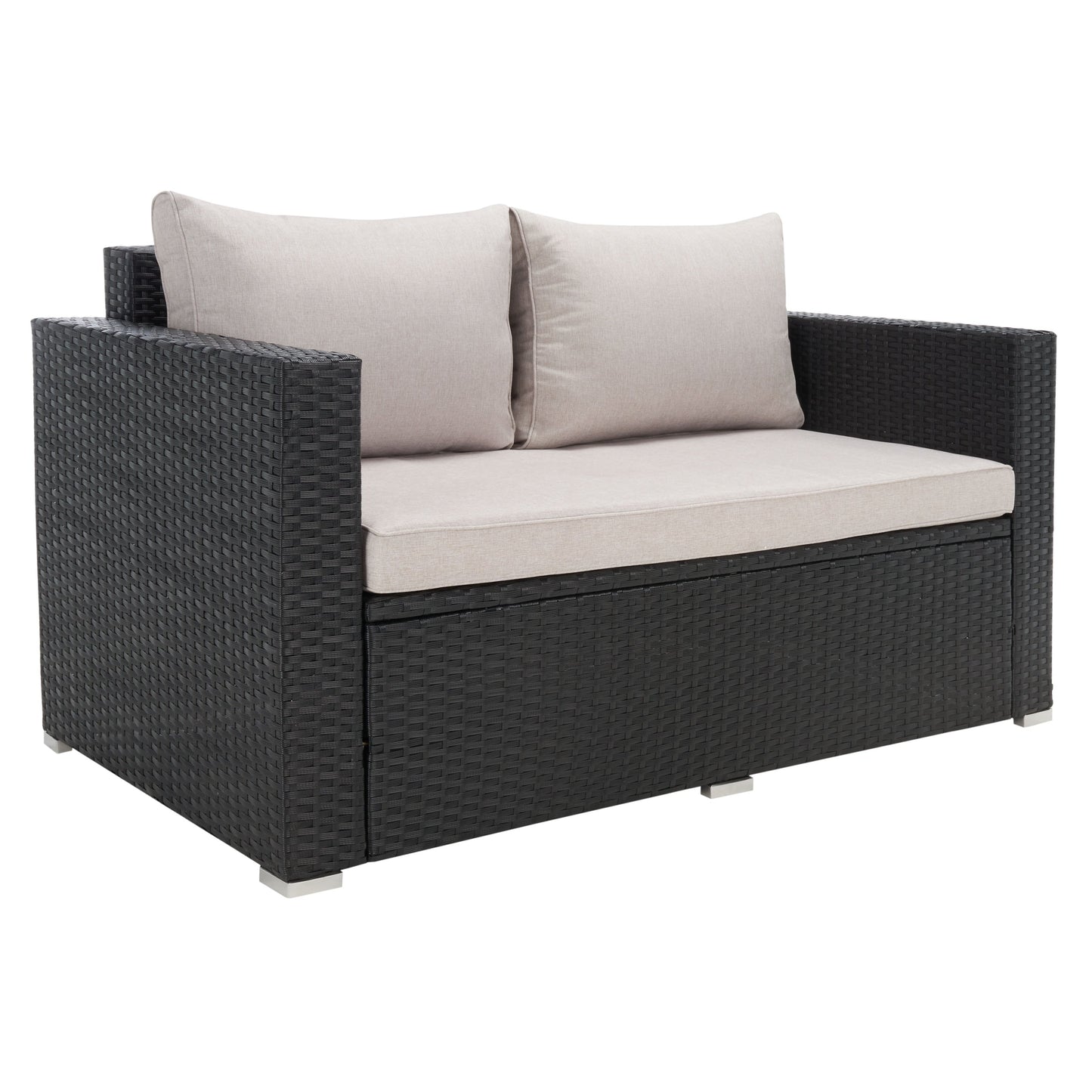 Ensemble de patio d'extérieur en osier Natalee de SAFAVIEH, 4 pièces – 50 l x 27 p x 28 h