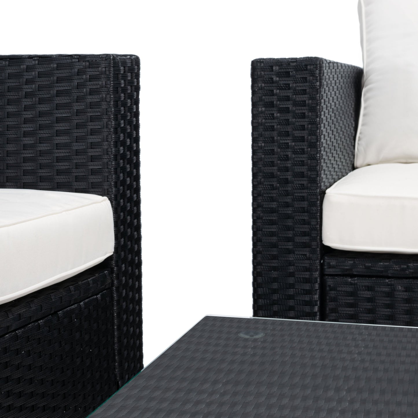 Ensemble de patio d'extérieur en osier Natalee de SAFAVIEH, 4 pièces – 50 l x 27 p x 28 h