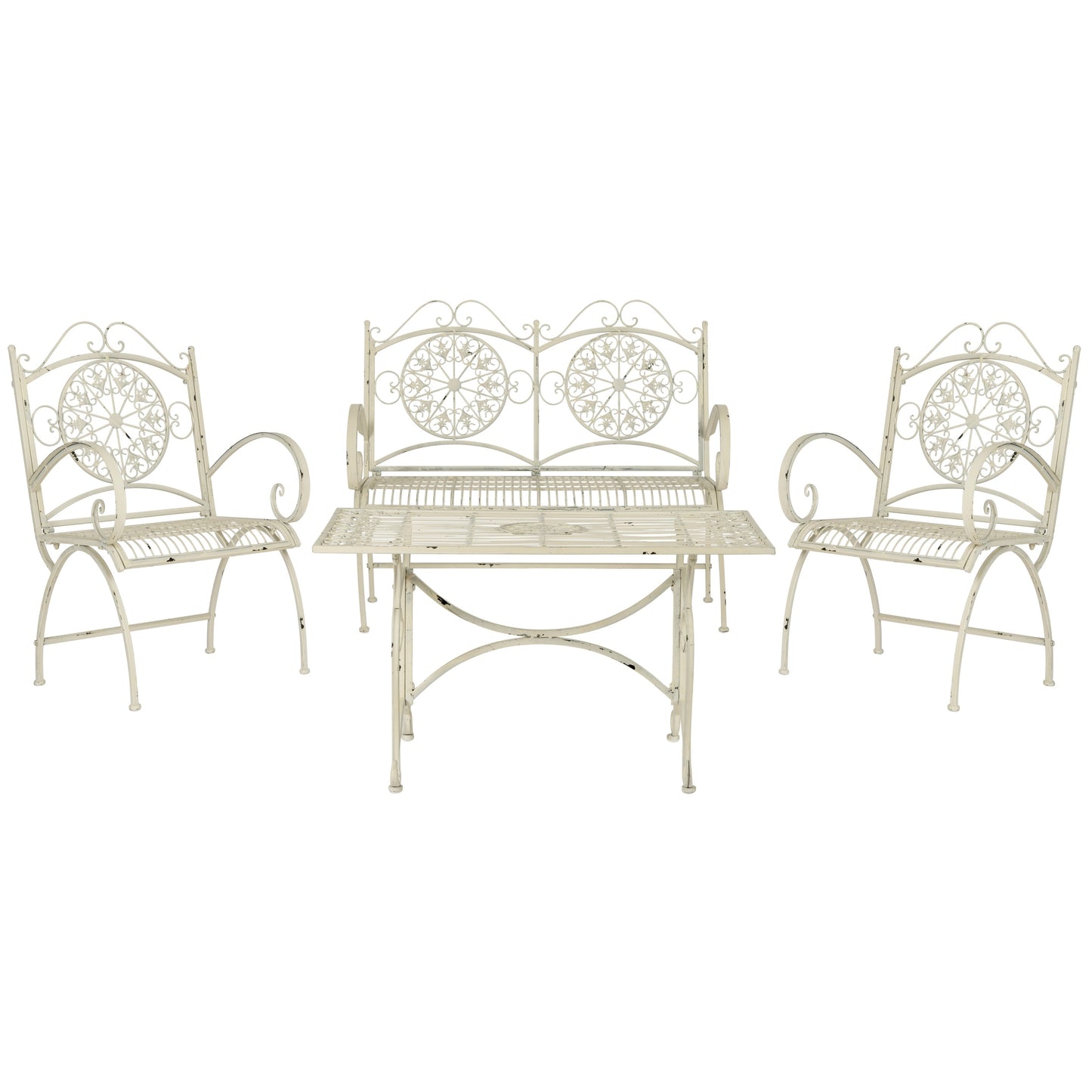 Ensemble de patio 4 pièces SAFAVIEH Nyasia en fer forgé victorien - 45 l x 39 P x 22 H
