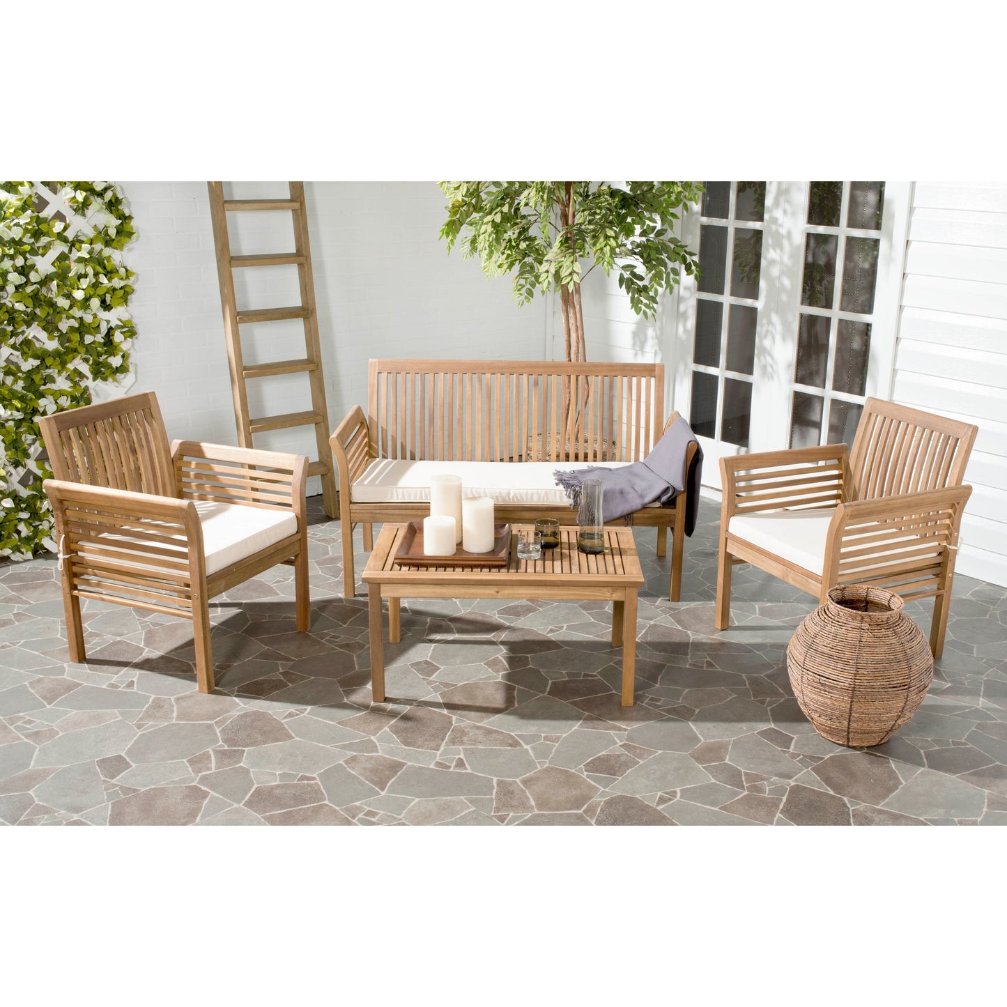 Ensemble de jardin Pieternel 4 pièces SAFAVIEH - 50 l x 30 p x 24 h