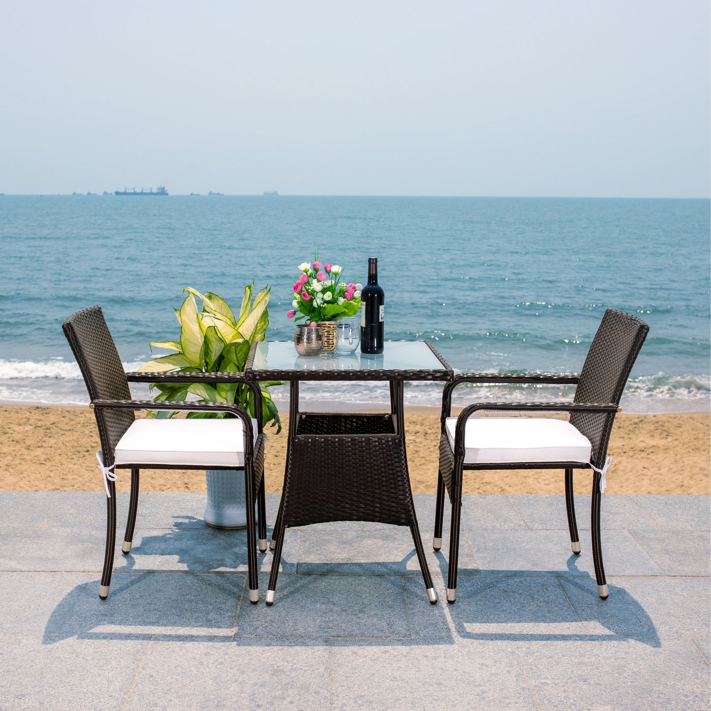 Ensemble bistrot d'extérieur Sheva 3 pièces SAFAVIEH - 24 l x 24 p x 33 h