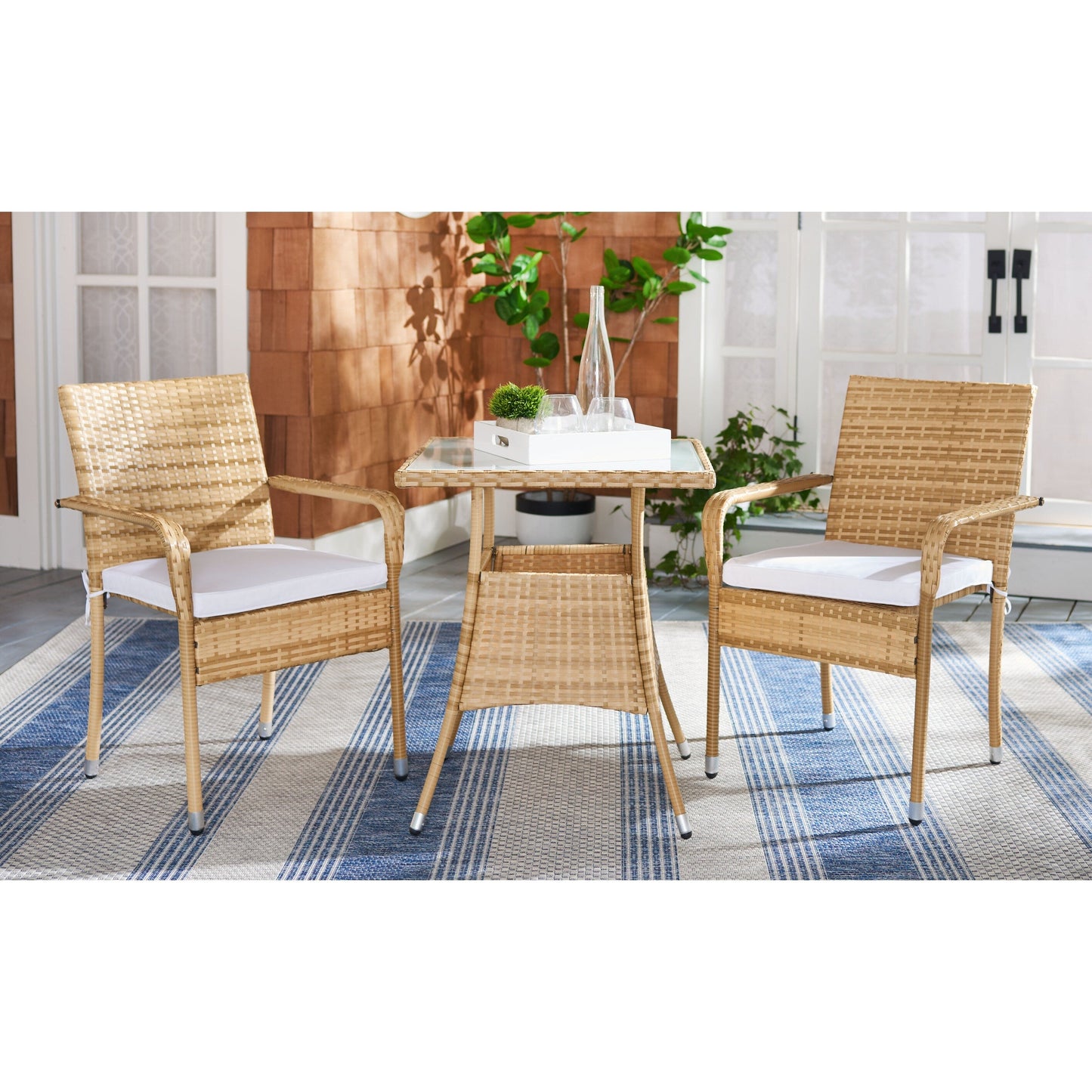 Ensemble bistrot d'extérieur Sheva 3 pièces SAFAVIEH - 24 l x 24 p x 33 h