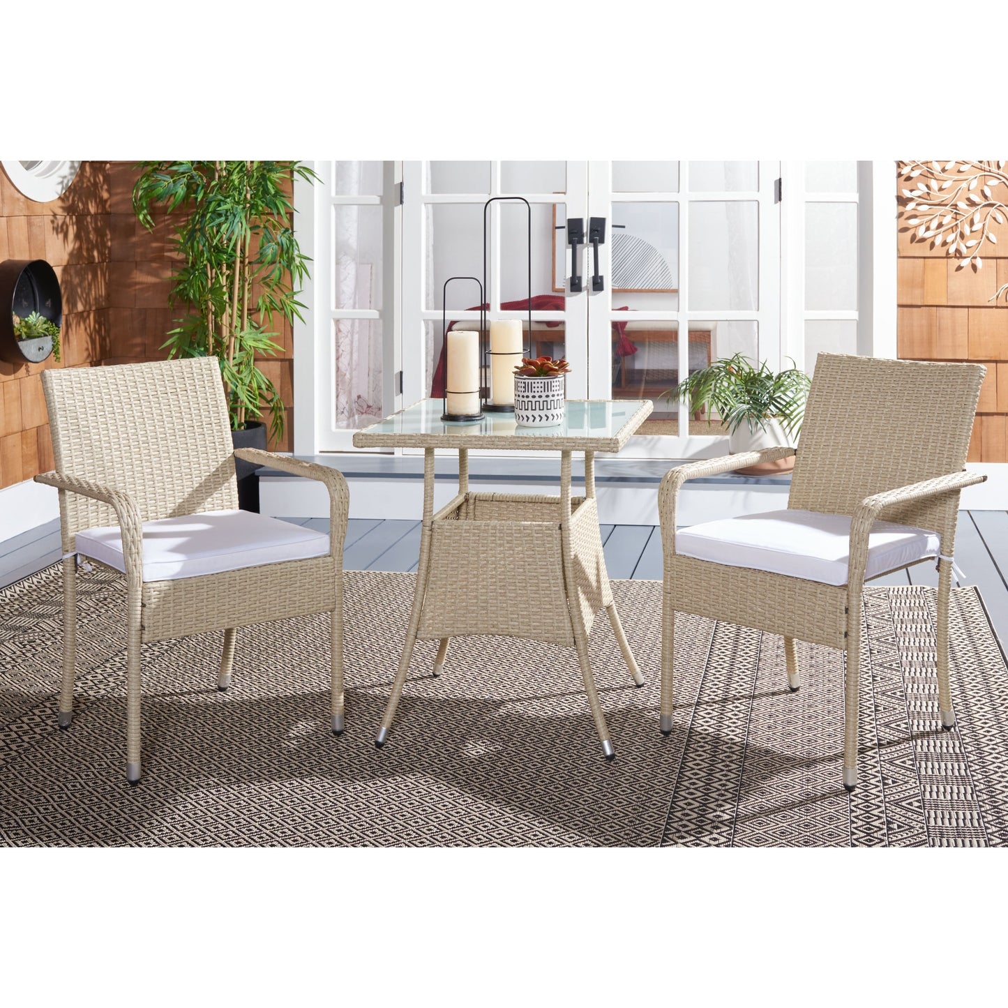 Ensemble bistrot d'extérieur Sheva 3 pièces SAFAVIEH - 24 l x 24 p x 33 h