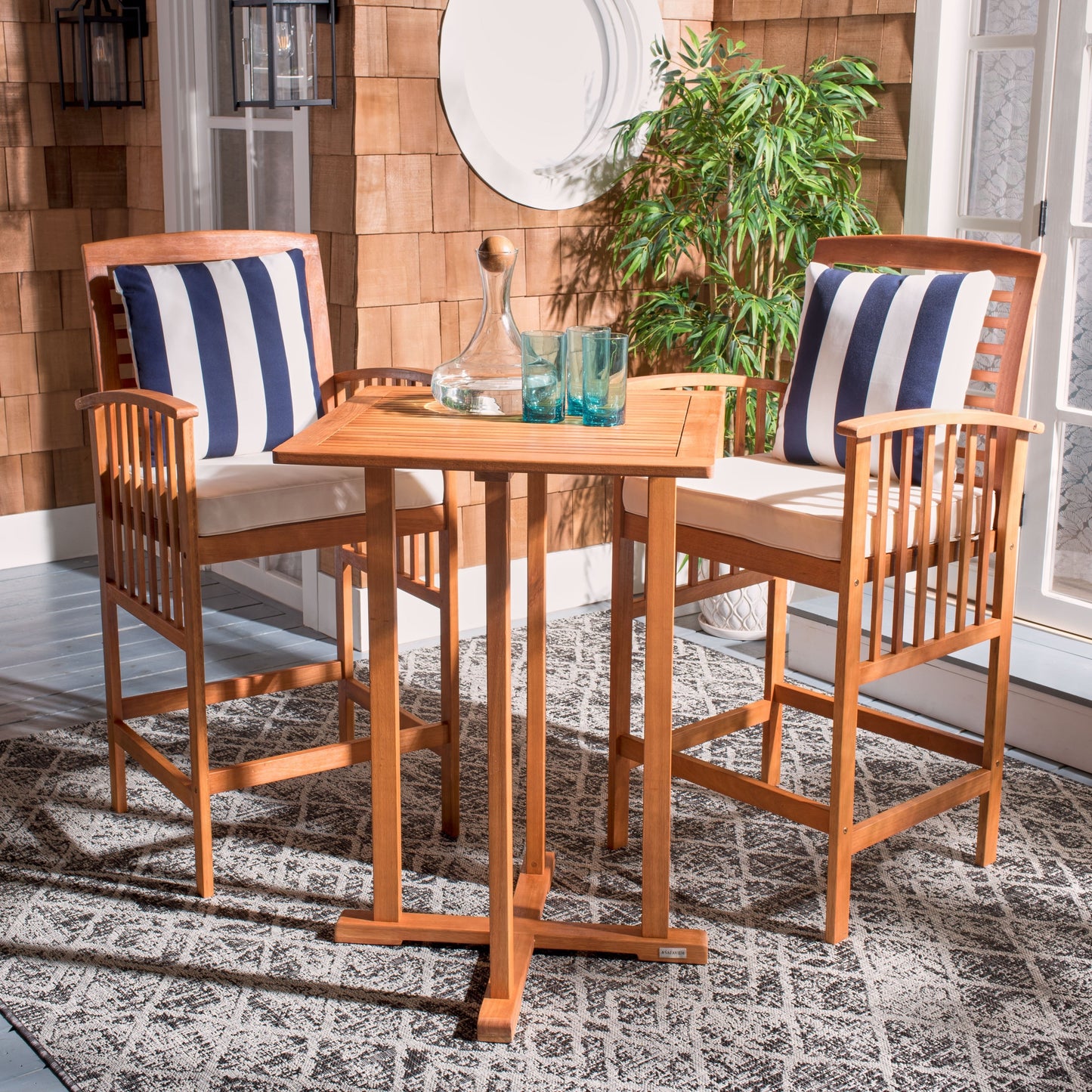 Ensemble bistrot d'extérieur Sheyla 3 pièces SAFAVIEH - 28 l x 28 p x 40 h