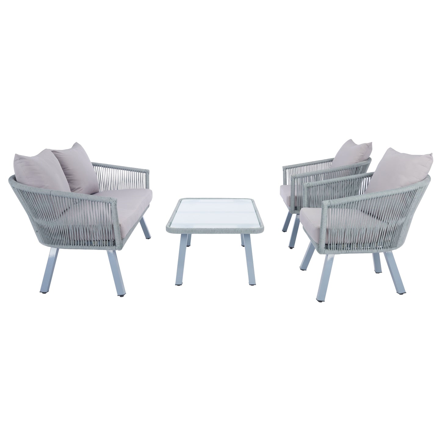 Ensemble de patio extérieur Sneh-Lata 4 pièces en corde SAFAVIEH - 54 L x 27 P x 26 H