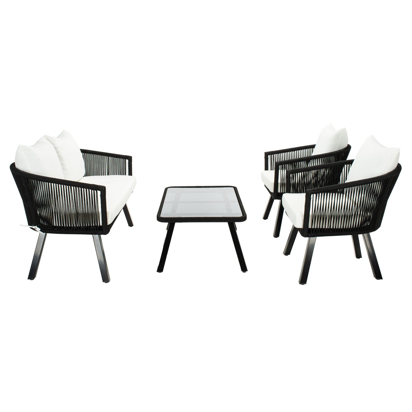 Ensemble de patio extérieur Sneh-Lata 4 pièces en corde SAFAVIEH - 54 L x 27 P x 26 H
