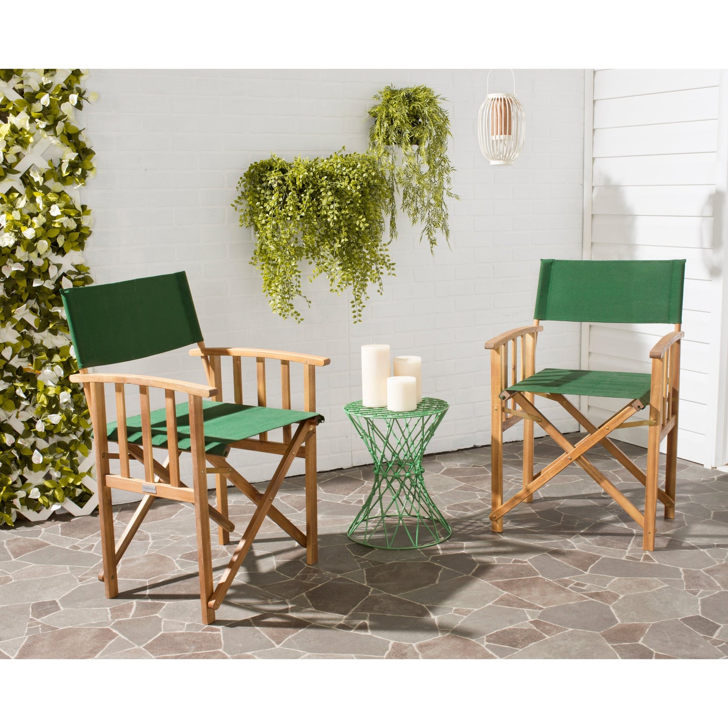 Chaises de réalisateur d'extérieur Vaira en bois d'acacia SAFAVIEH (lot de 2) - 22 L x 34 P x 21 H