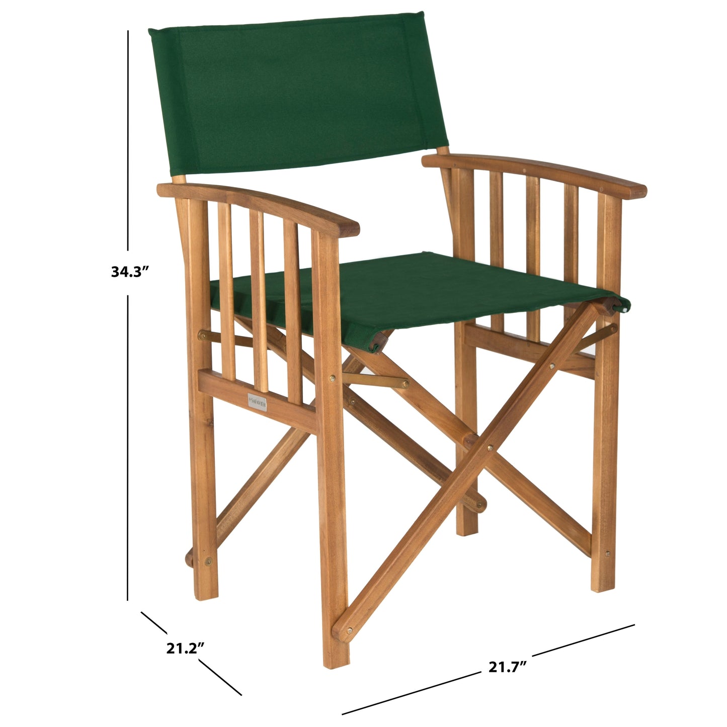Chaises de réalisateur d'extérieur Vaira en bois d'acacia SAFAVIEH (lot de 2) - 22 L x 34 P x 21 H