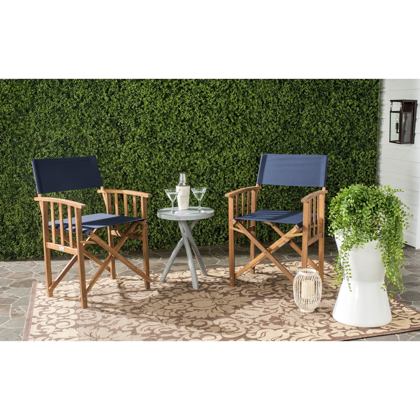 Chaises de réalisateur d'extérieur Vaira en bois d'acacia SAFAVIEH (lot de 2) - 22 L x 34 P x 21 H