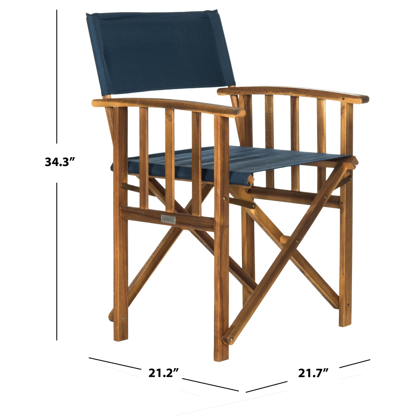 Chaises de réalisateur d'extérieur Vaira en bois d'acacia SAFAVIEH (lot de 2) - 22 L x 34 P x 21 H