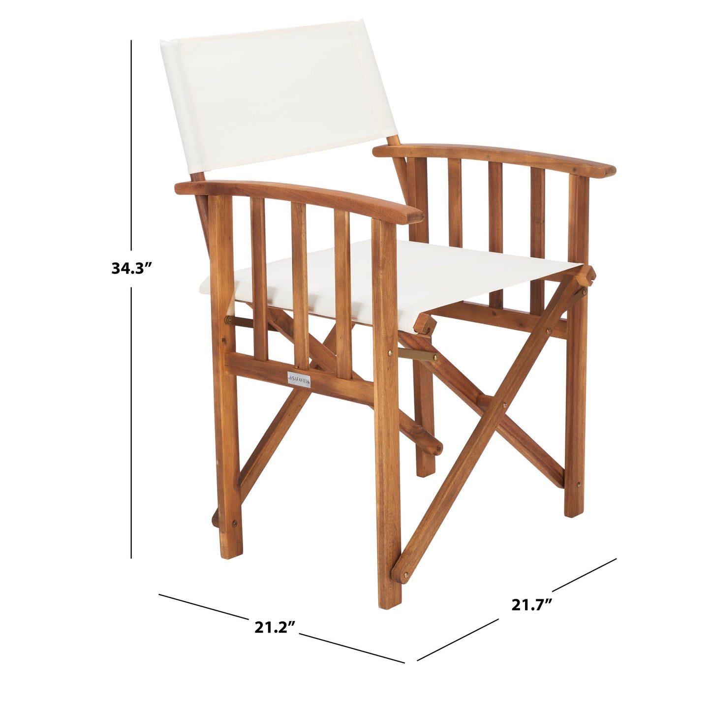 Chaises de réalisateur d'extérieur Vaira en bois d'acacia SAFAVIEH (lot de 2) - 22 L x 34 P x 21 H