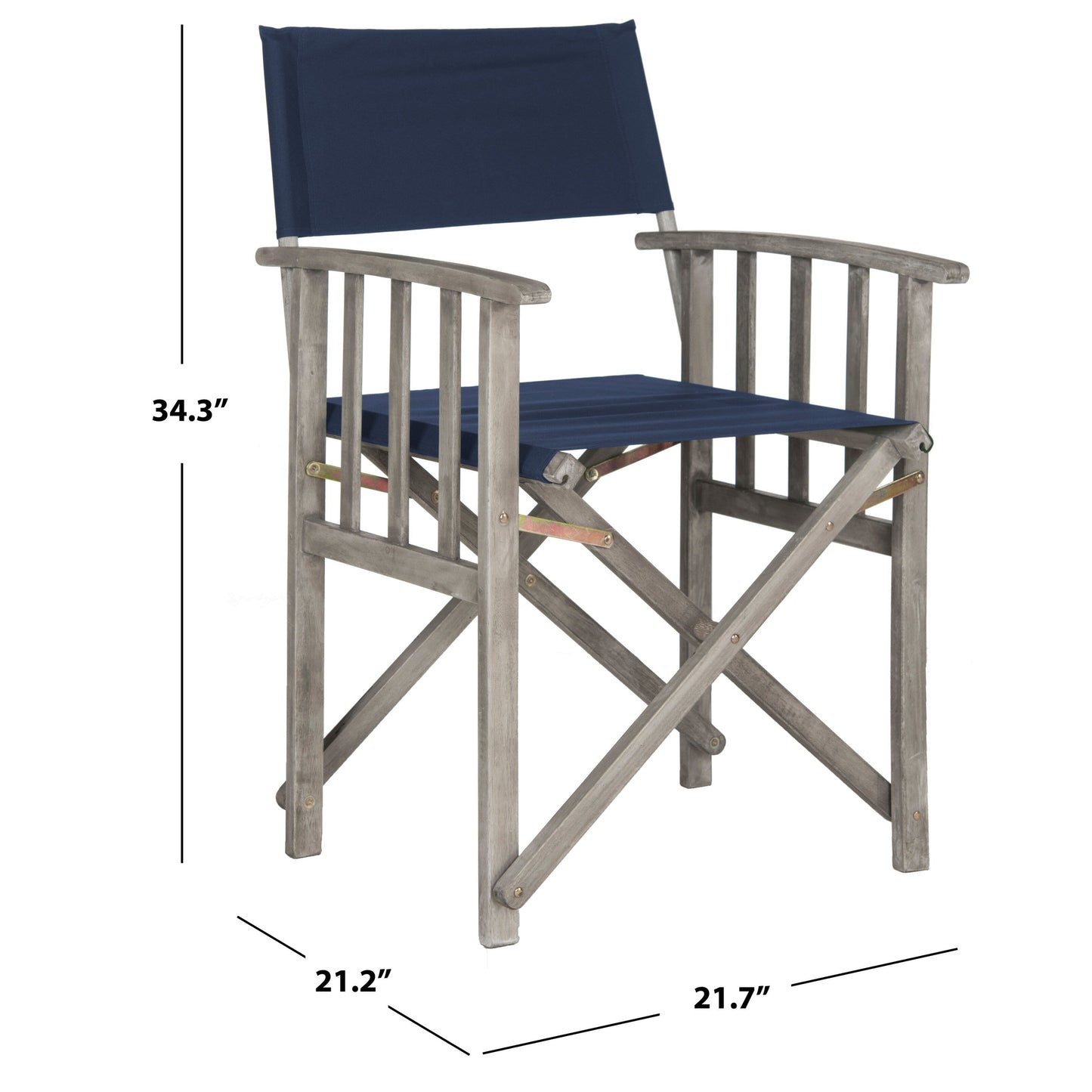 Chaises de réalisateur d'extérieur Vaira en bois d'acacia SAFAVIEH (lot de 2) - 22 L x 34 P x 21 H
