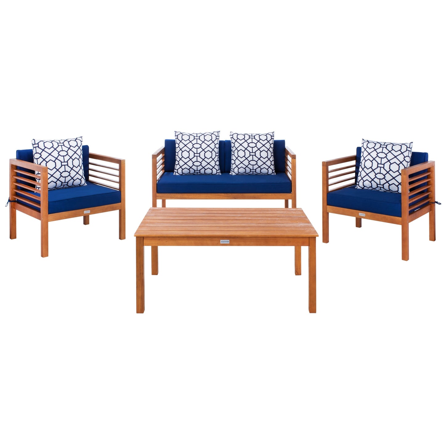 Ensemble de jardin d'extérieur SAFAVIEH Yoselin 4 pièces avec coussin décoratif – 51 L x 26 P x 26 H