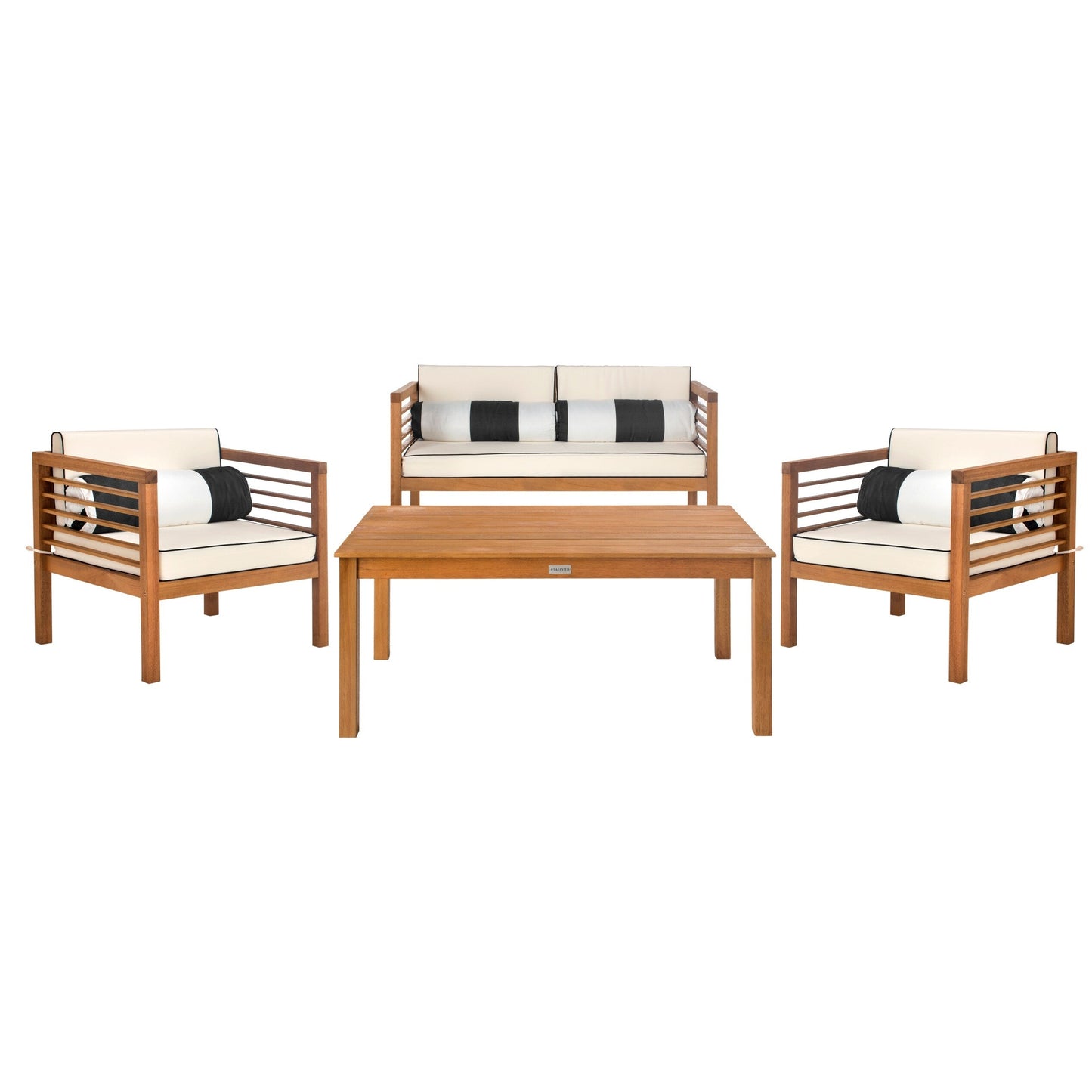 Ensemble de jardin d'extérieur SAFAVIEH Yoselin 4 pièces avec coussin décoratif – 51 L x 26 P x 26 H