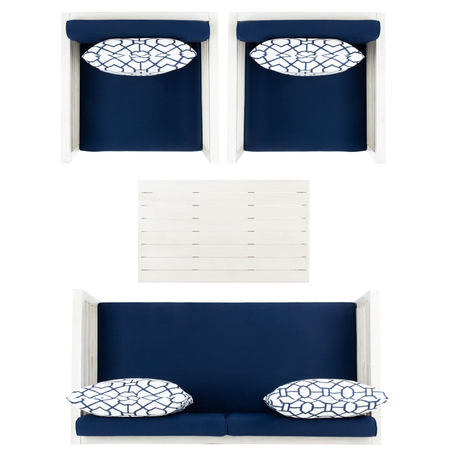 Ensemble de jardin d'extérieur SAFAVIEH Yoselin 4 pièces avec coussin décoratif – 51 L x 26 P x 26 H