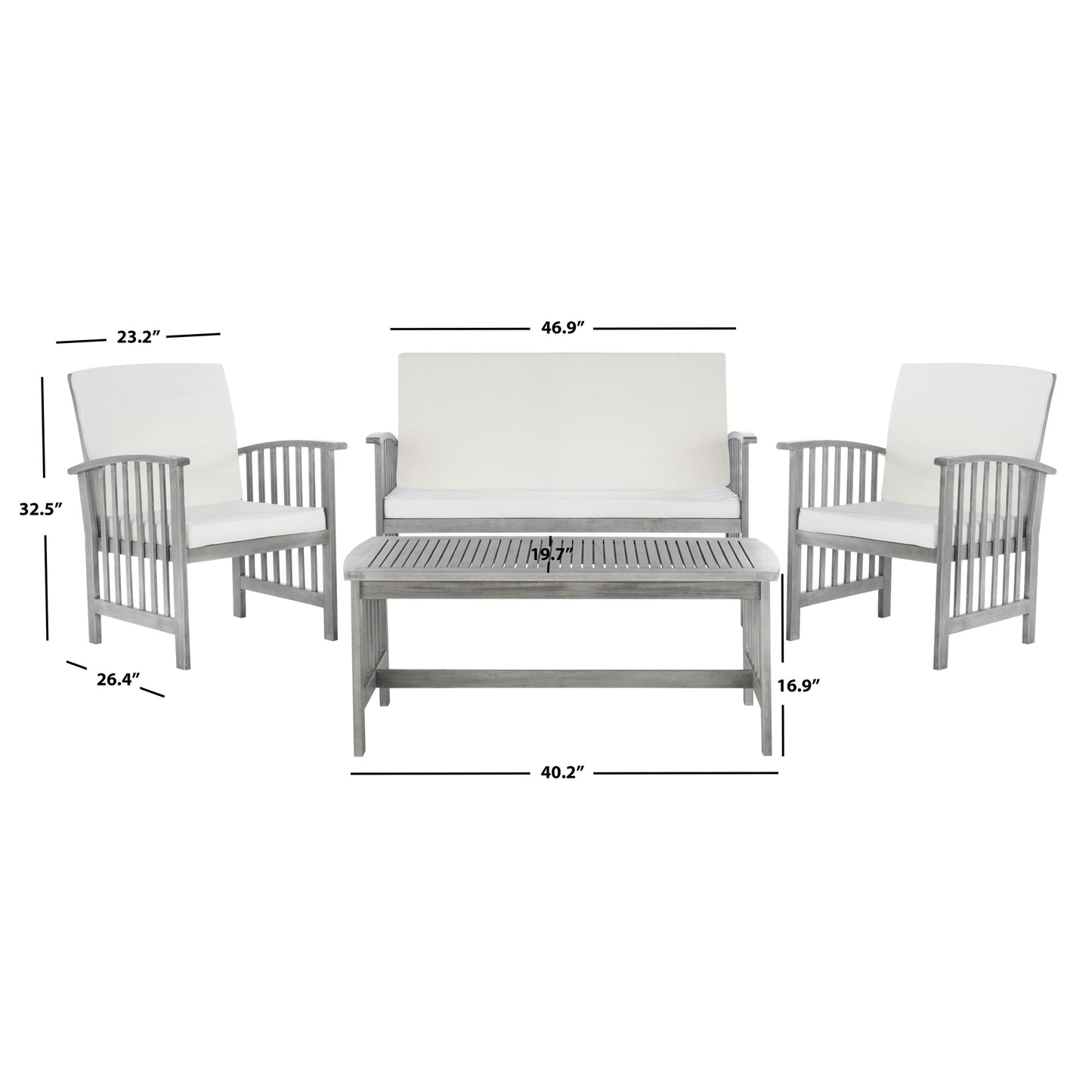 Ensemble de jardin Yuliana 4 pièces SAFAVIEH - 47 L x 33 P x 26 H
